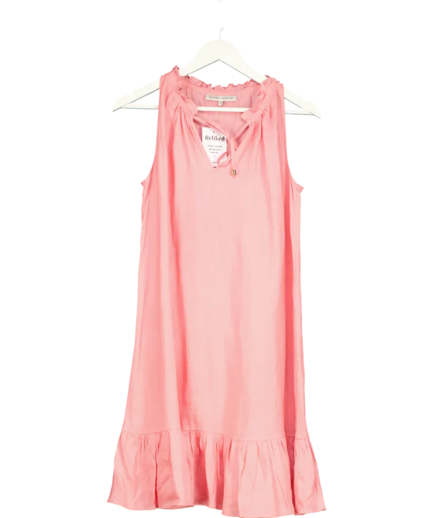 Heidi Klein Pink Ruffle Mini Dress 100% Linen UK S