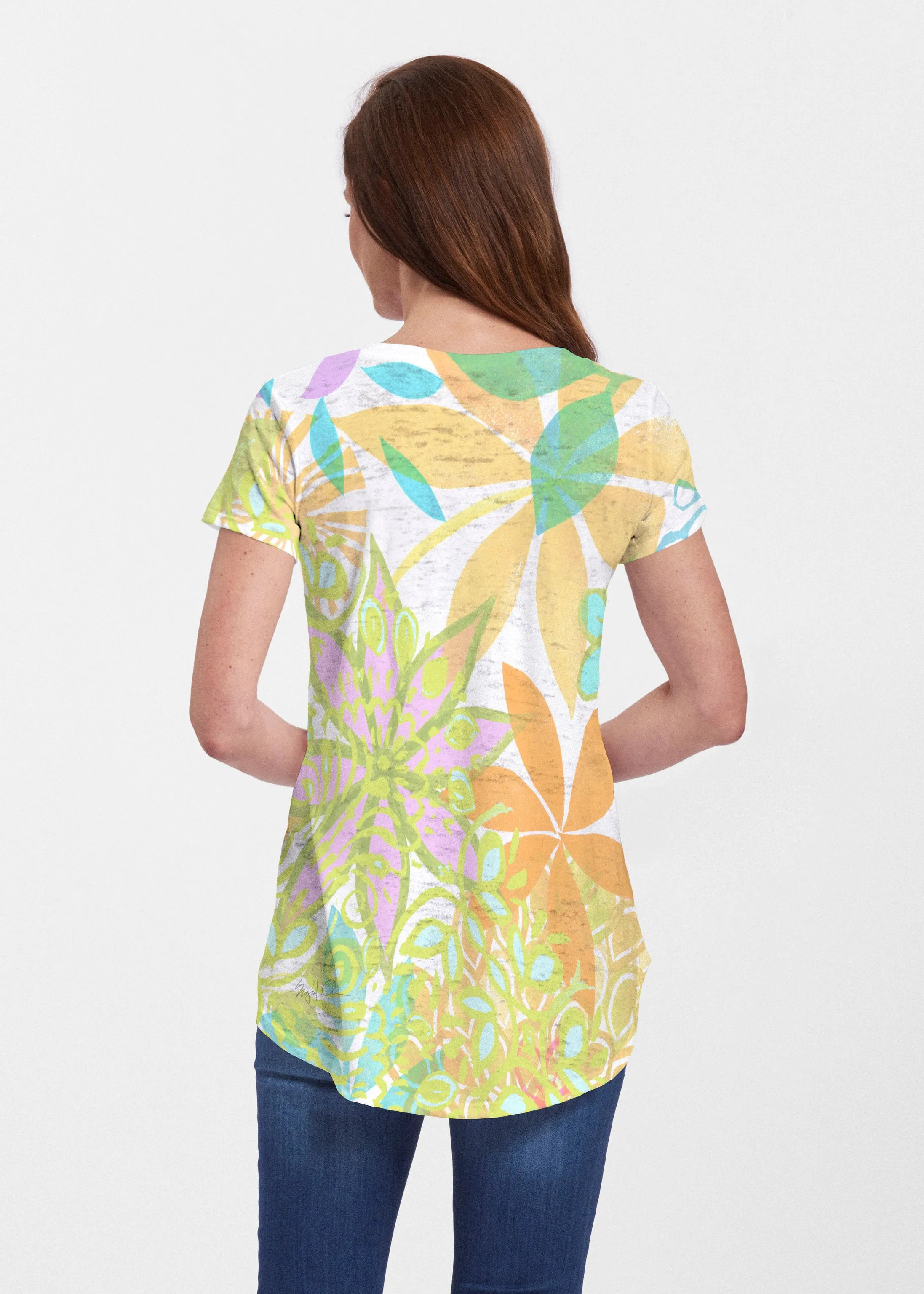 Kauai Lime (2301) ~ Signature Short Sleeve Scoop Neck Flowy Tunic