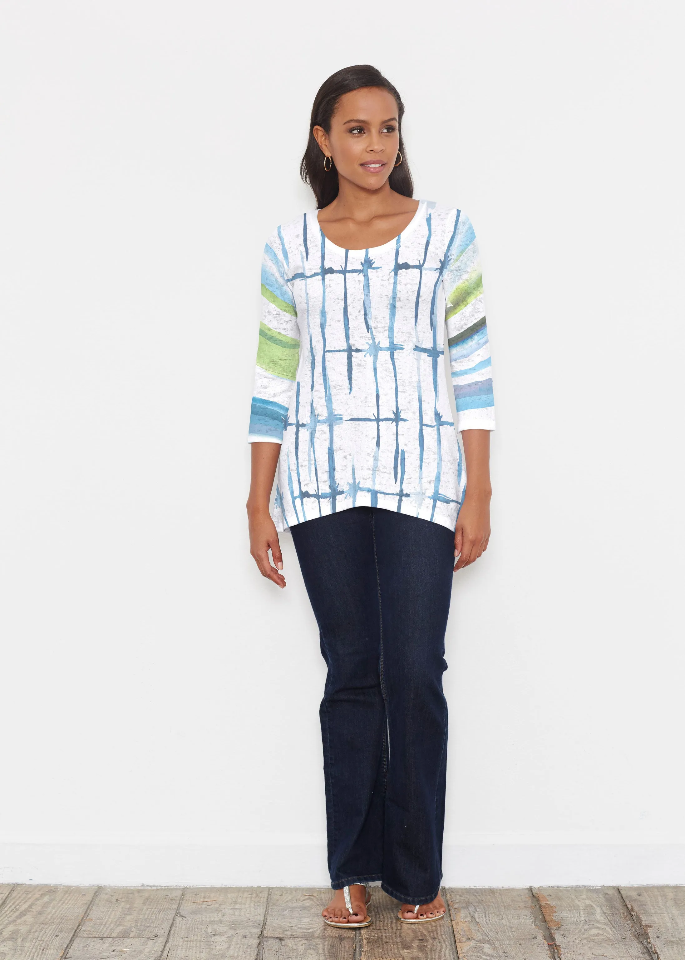 Knotted Stripe (7853) ~ Katherine Hi-Lo Thermal Tunic