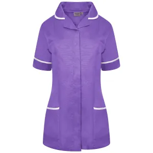 Ladies Healthcare Tunic | Round Collar | Purple/White Trim
