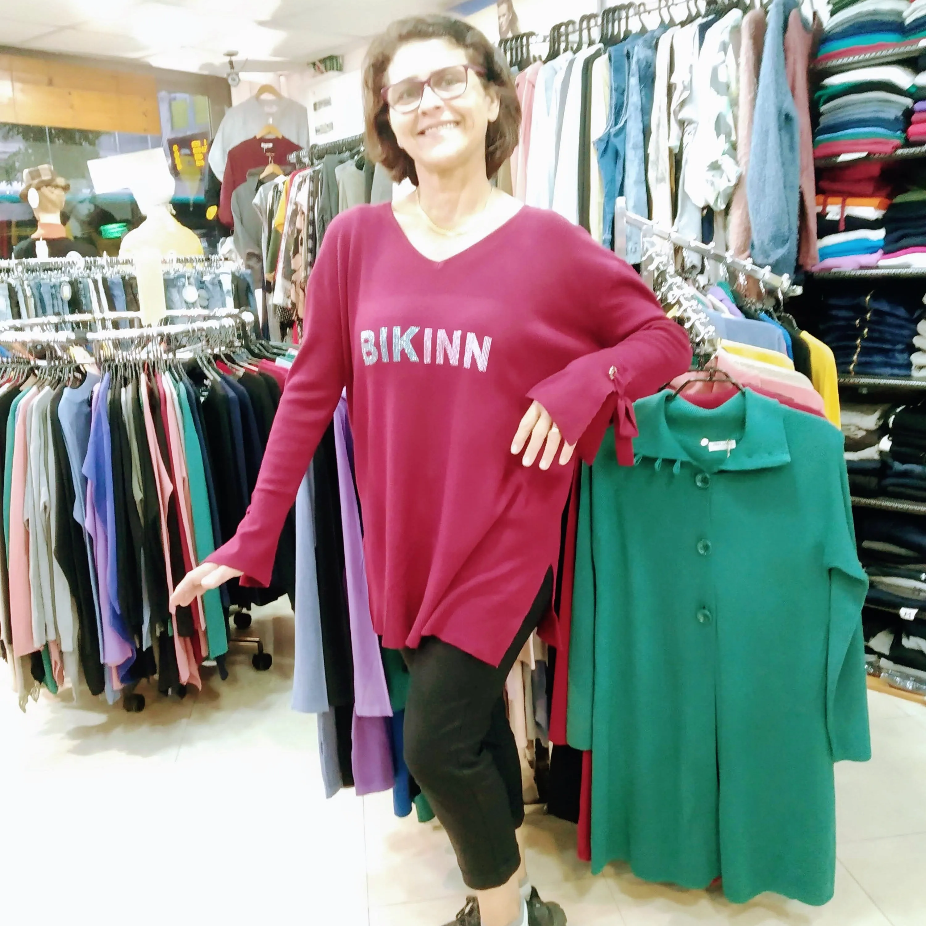 Large cotton Sweater Crystal printed