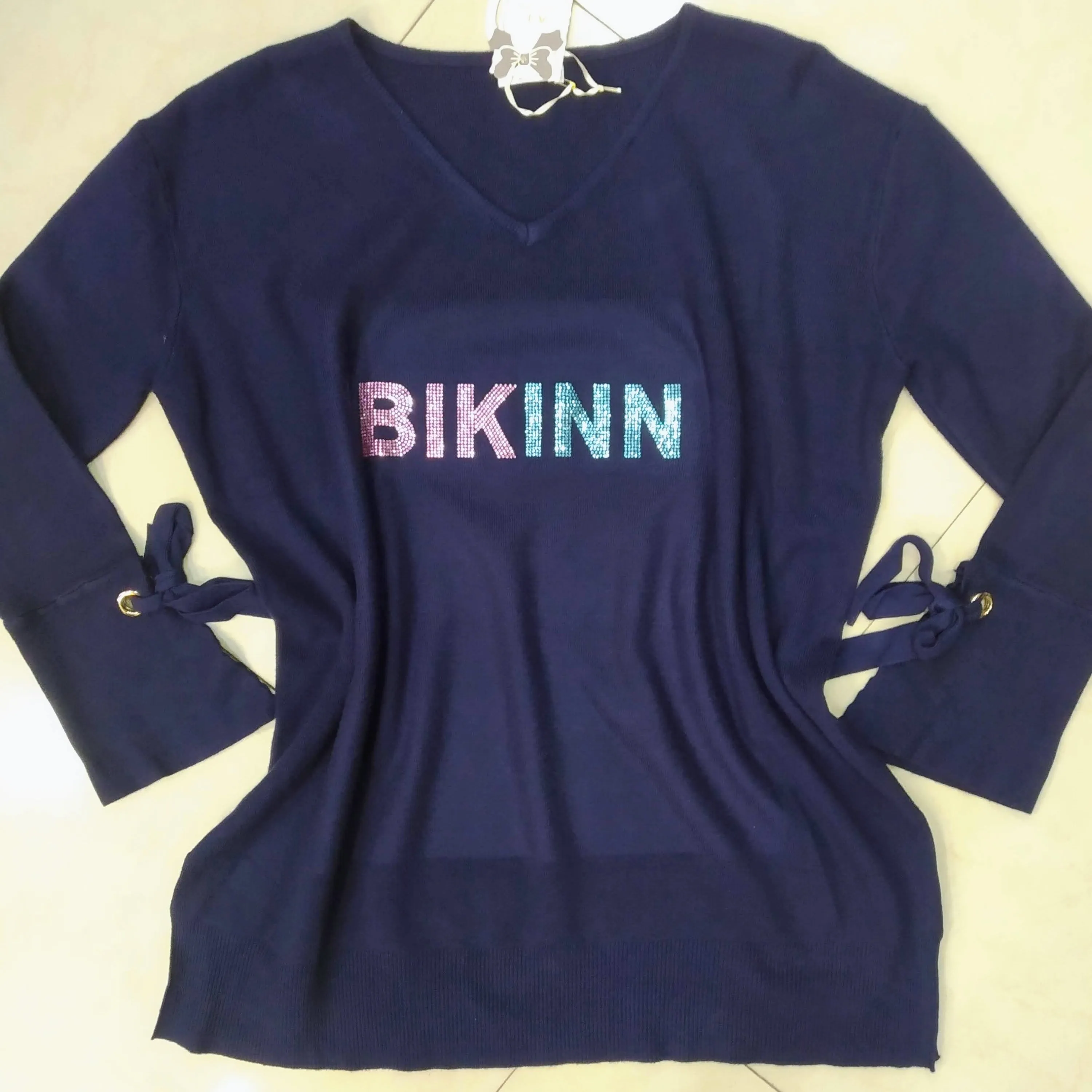 Large cotton Sweater Crystal printed