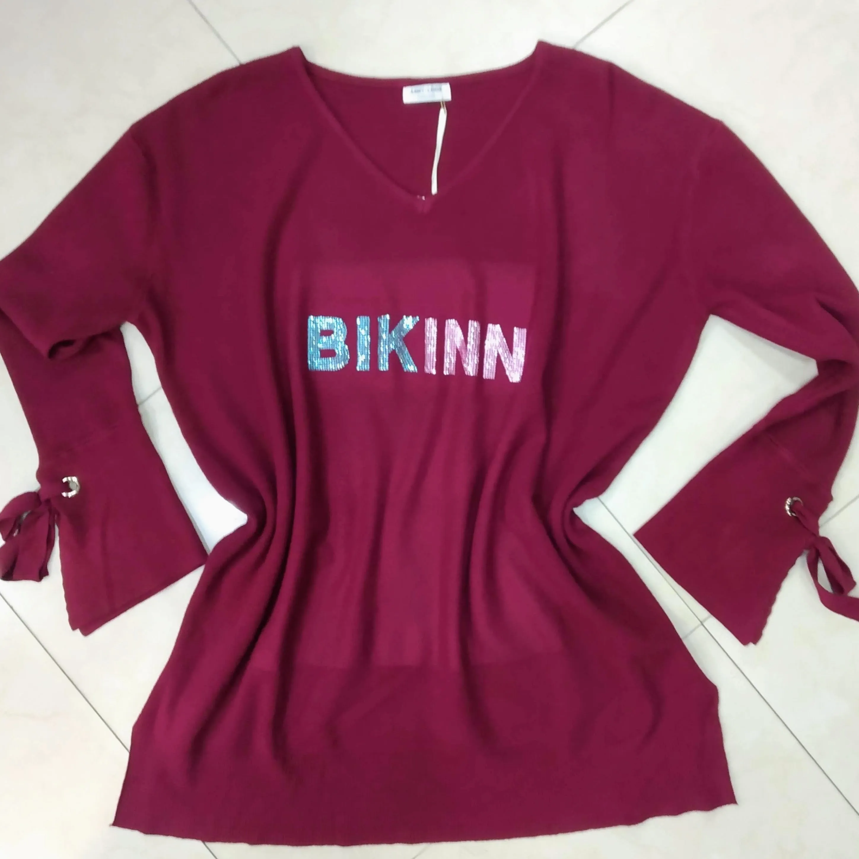 Large cotton Sweater Crystal printed