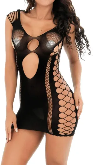 LOVARTS BEAUTY Sexy Seamless Cut Out Fishnet Mini Dresses Erotic Elegant Lingerie for Women