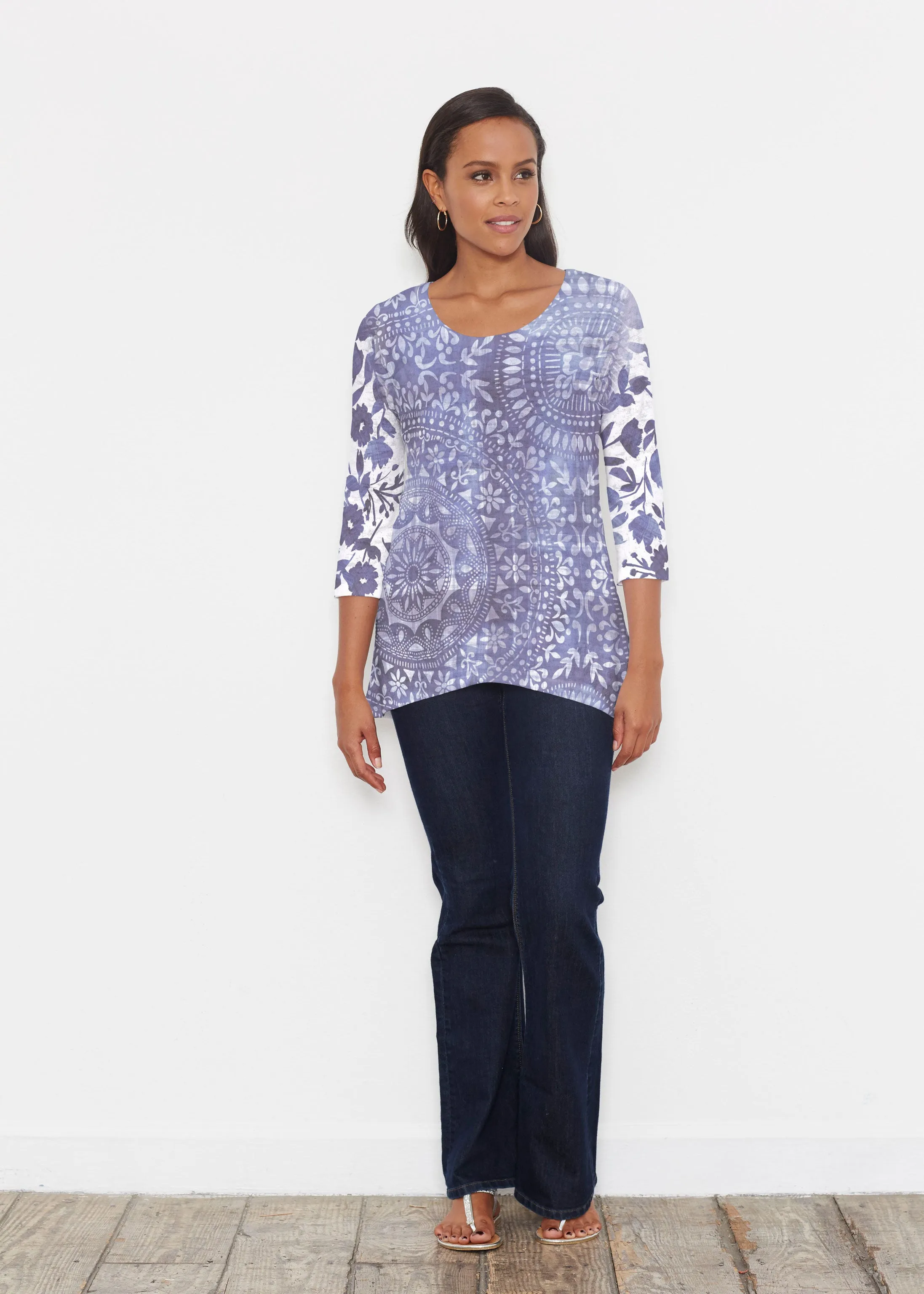 Medallion Flower (13453) ~ Katherine Hi-Lo Thermal Tunic