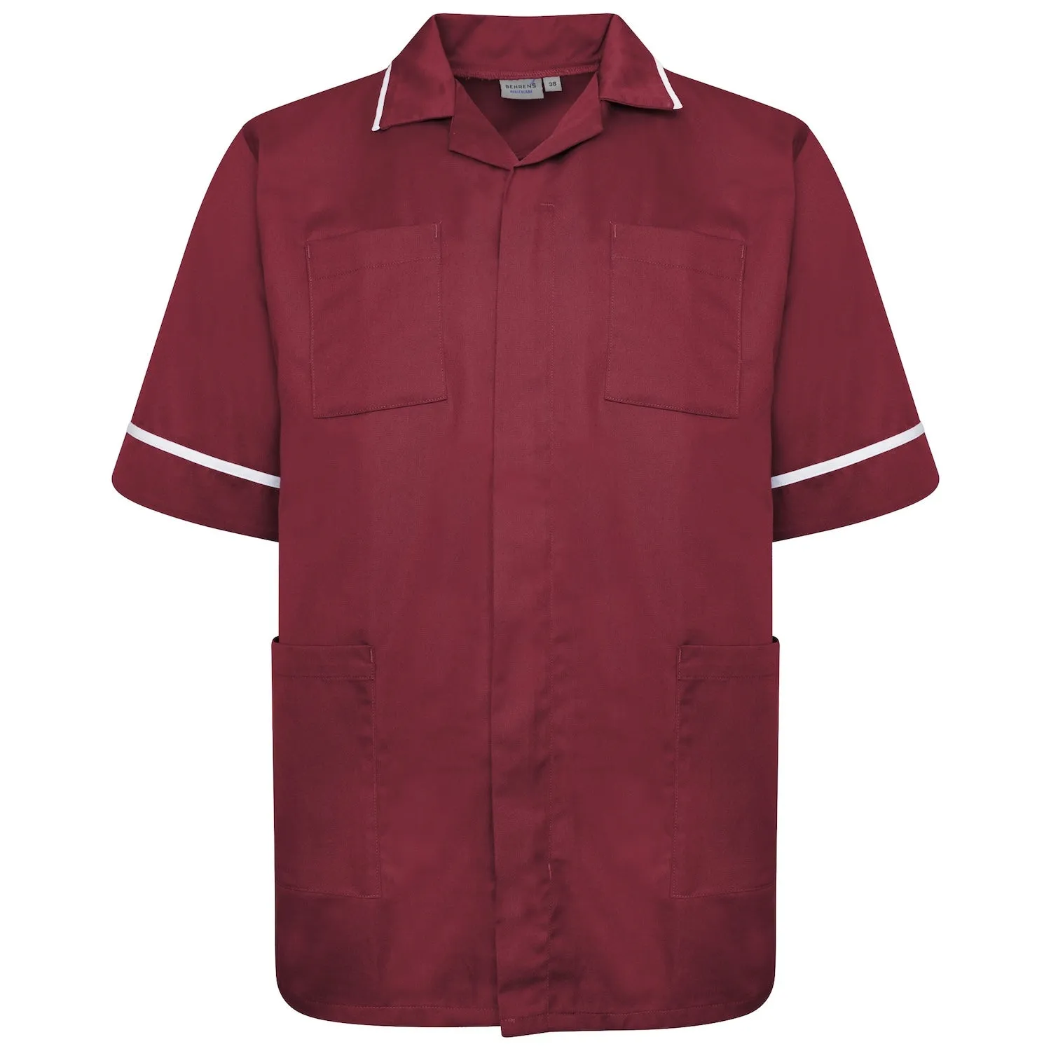 Mens Healthcare Tunic | Maroon/White Trim