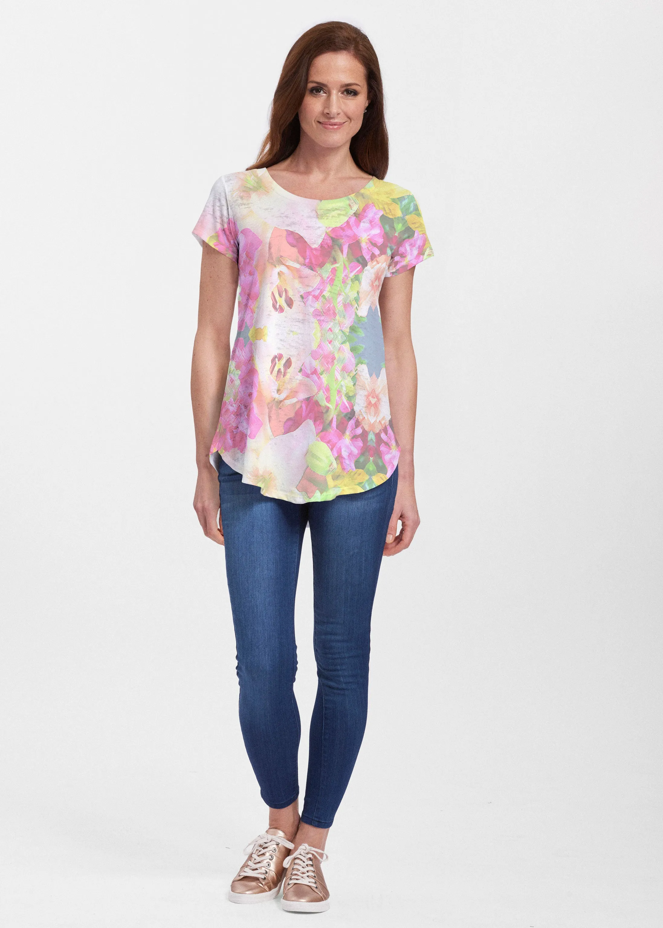 Mirage Pink (13140) ~ Signature Short Sleeve Scoop Neck Flowy Tunic