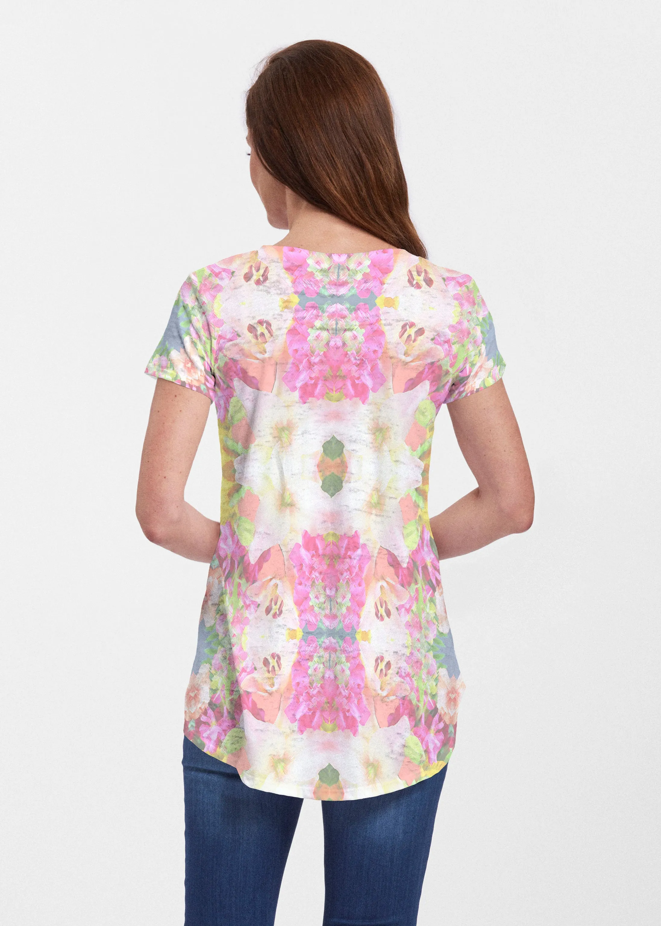 Mirage Pink (13140) ~ Signature Short Sleeve Scoop Neck Flowy Tunic