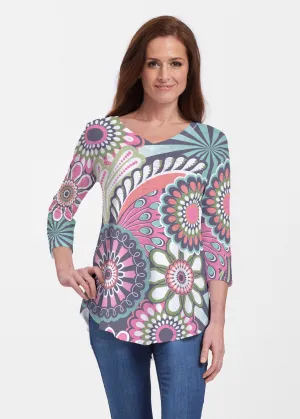 Mod Floral Splash (13323) ~ Signature V-neck Flowy Tunic