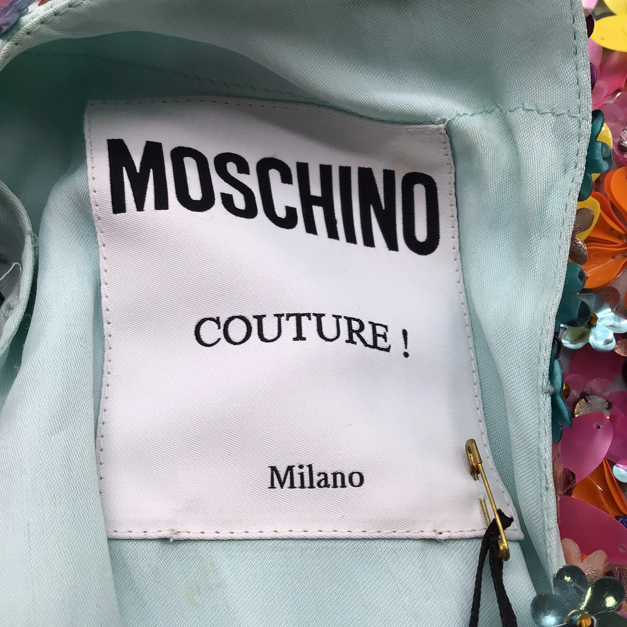 Moschino Couture Multicolored Floral Embellished Sleeveless Mini Dress