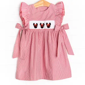 Mouse Moments Smocked Dress, Red Stripe