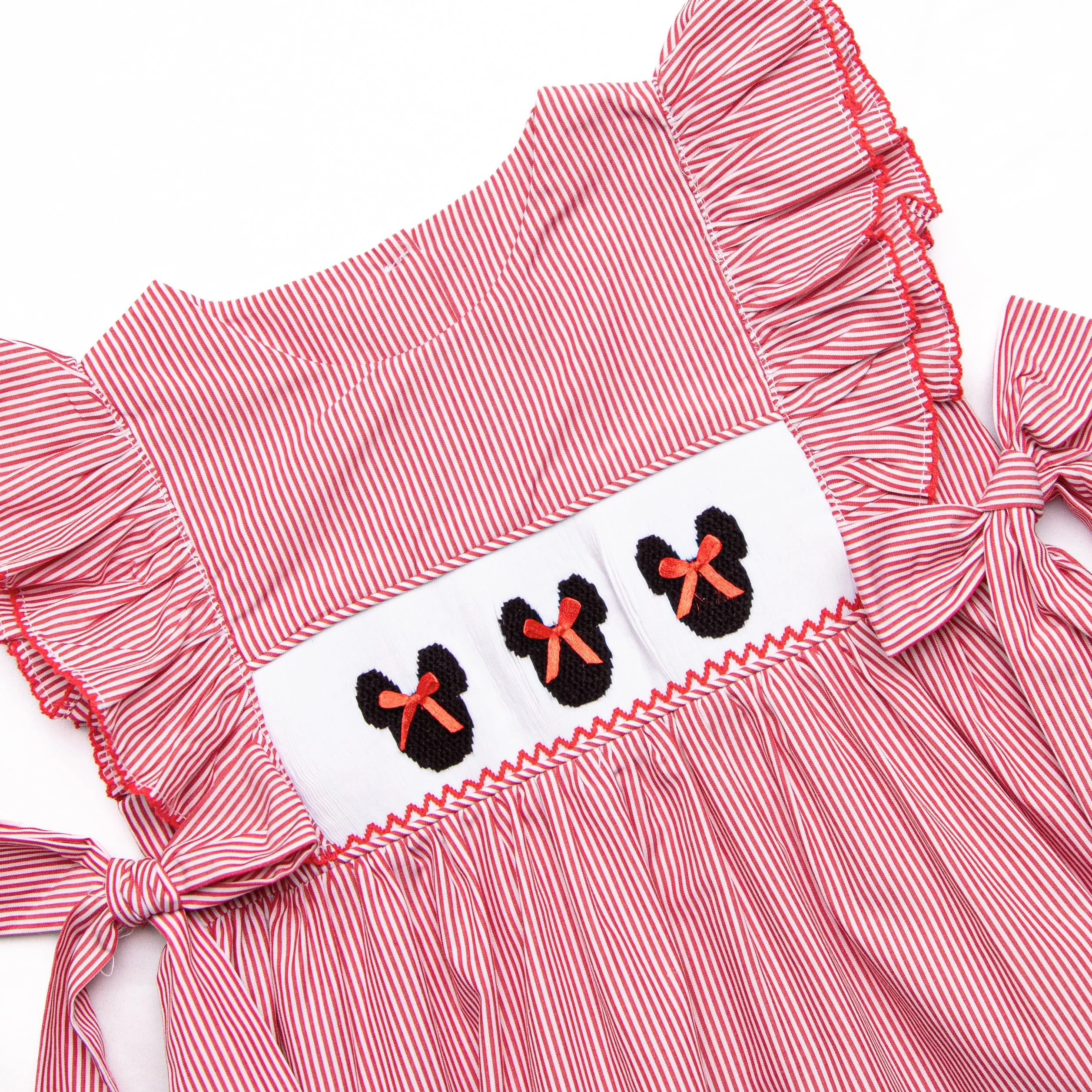 Mouse Moments Smocked Dress, Red Stripe