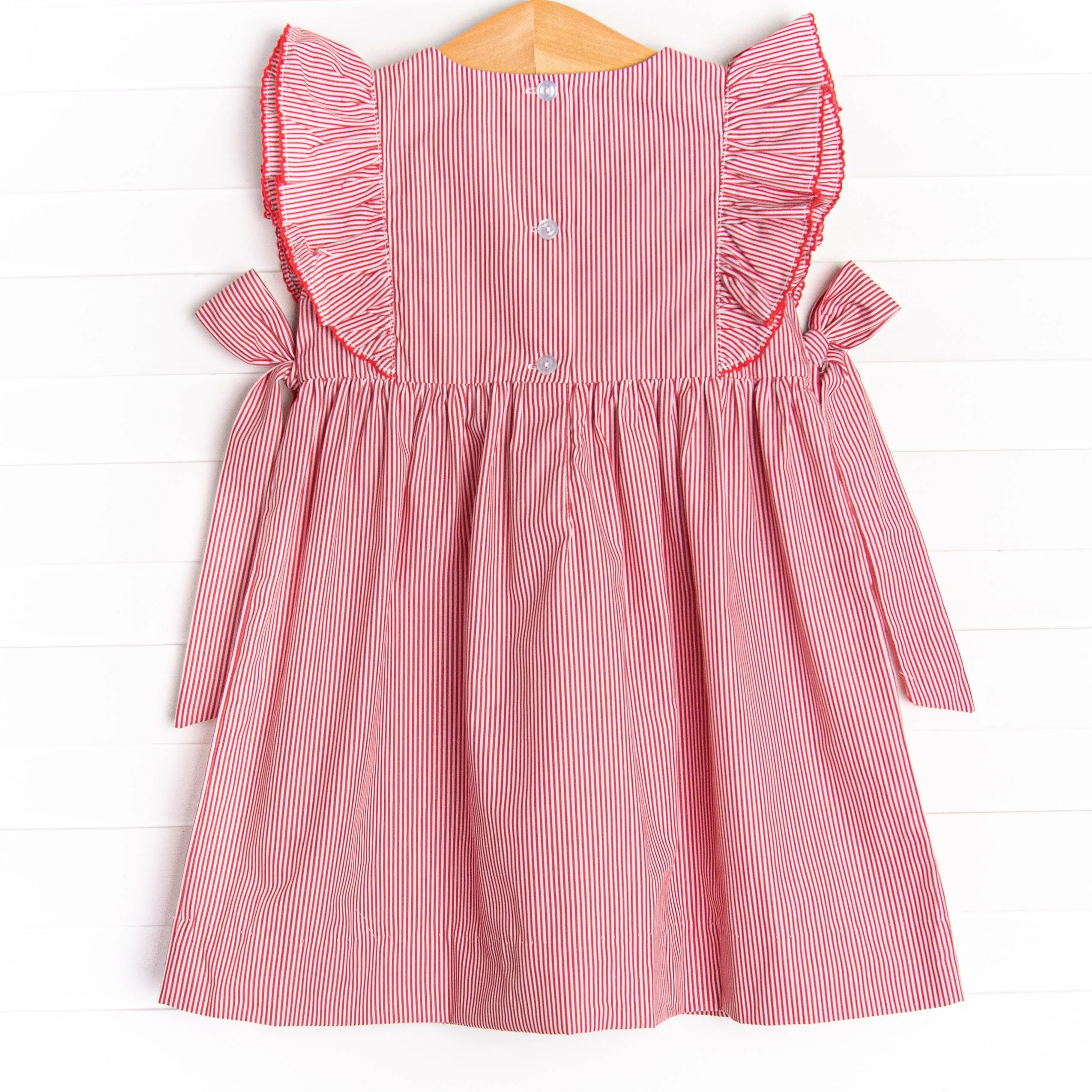 Mouse Moments Smocked Dress, Red Stripe