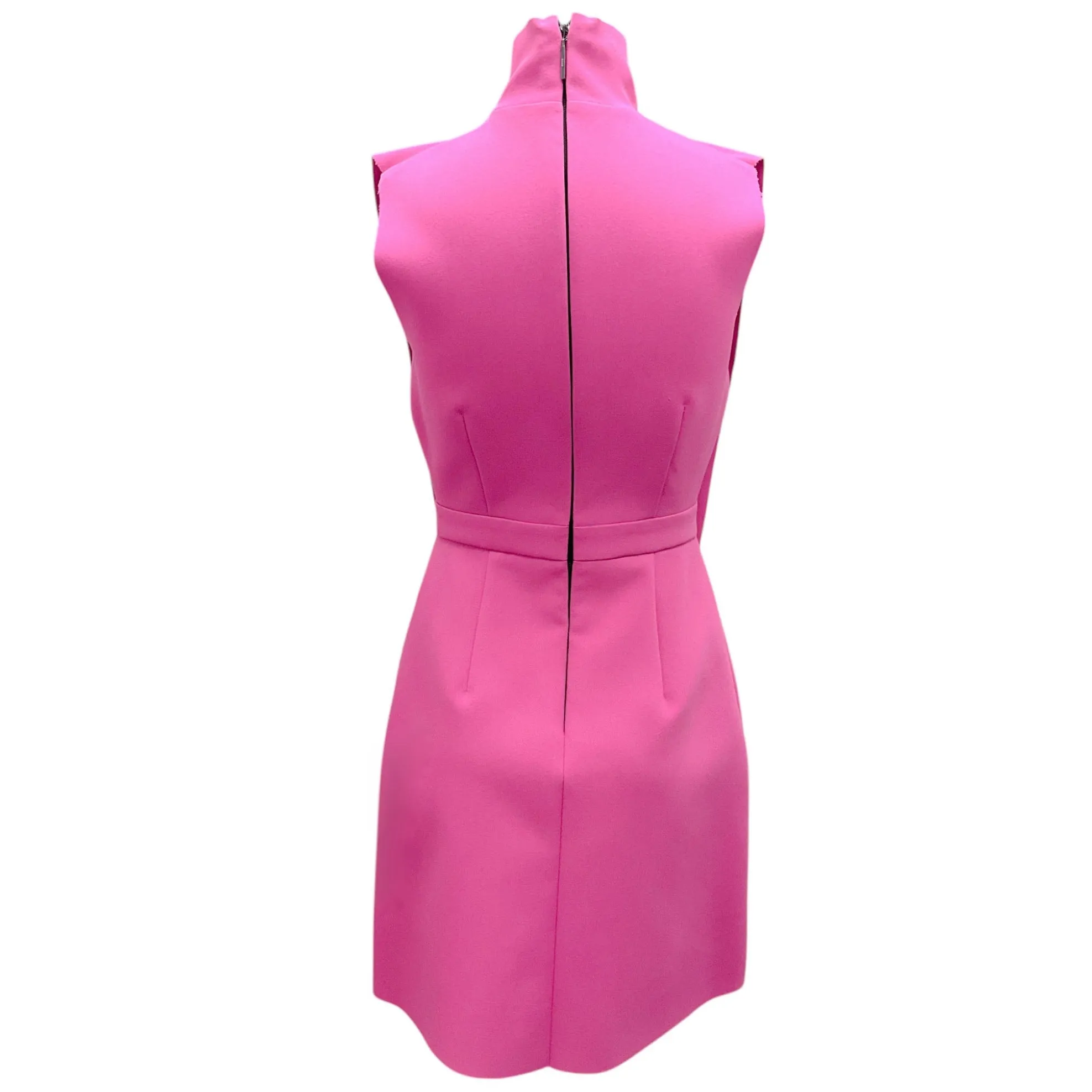 MSGM Hot Pink Tie-Neck Mini Dress