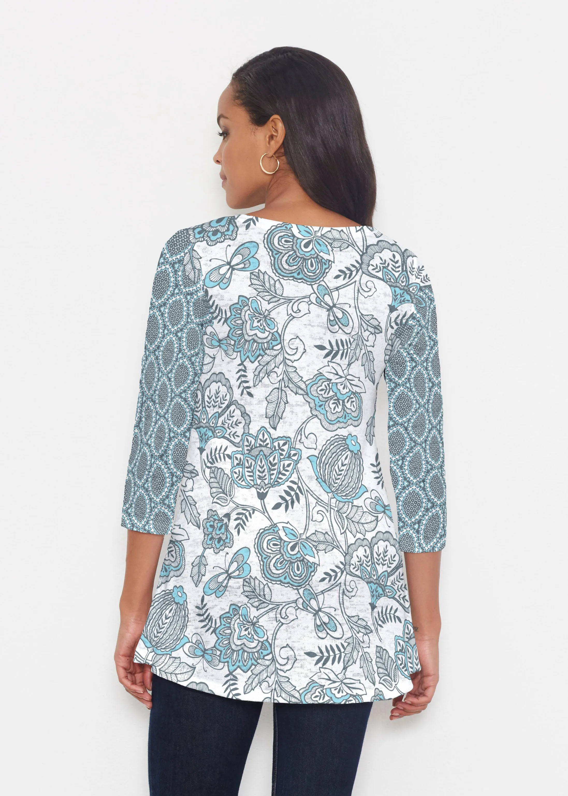 Namaste Floral (13366) ~ Katherine Hi-Lo Thermal Tunic