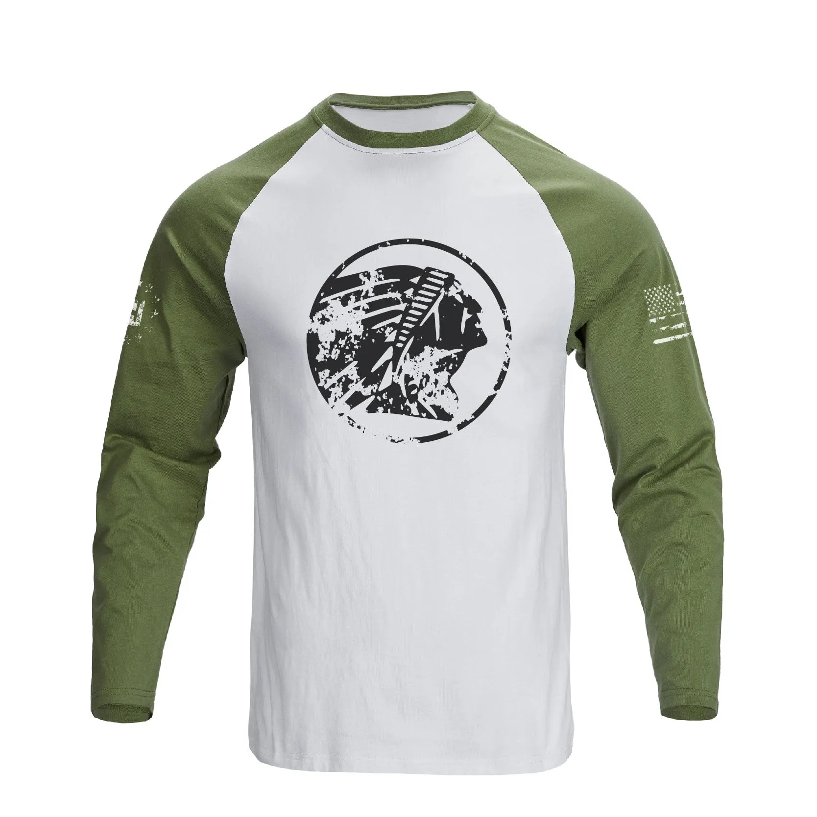 NATIVE AMERICAN RAGLAN GRAPHIC LONG SLEEVE T-SHIRT