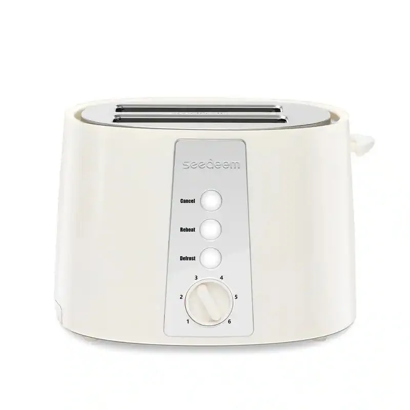 NEW Retails $66, SEEDEEM Toaster 2 Slice, 6 Shade Settings, Removable Crumb Tray, 750W - White