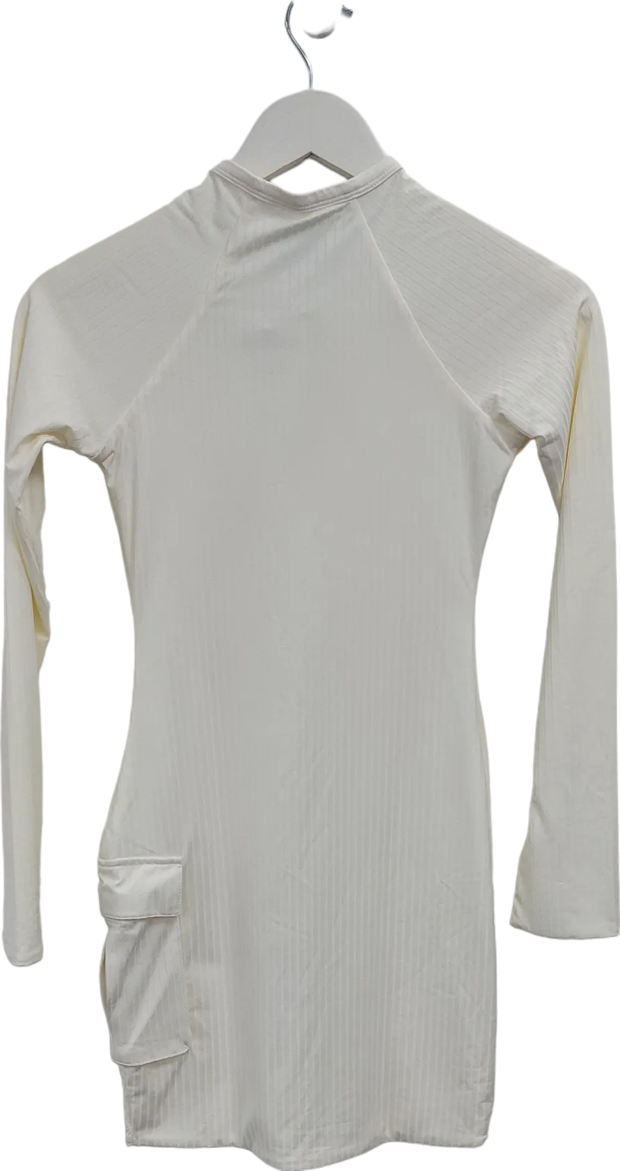 Oh Polly Cream Long Sleeve Zip Front Mini Dress UK 8