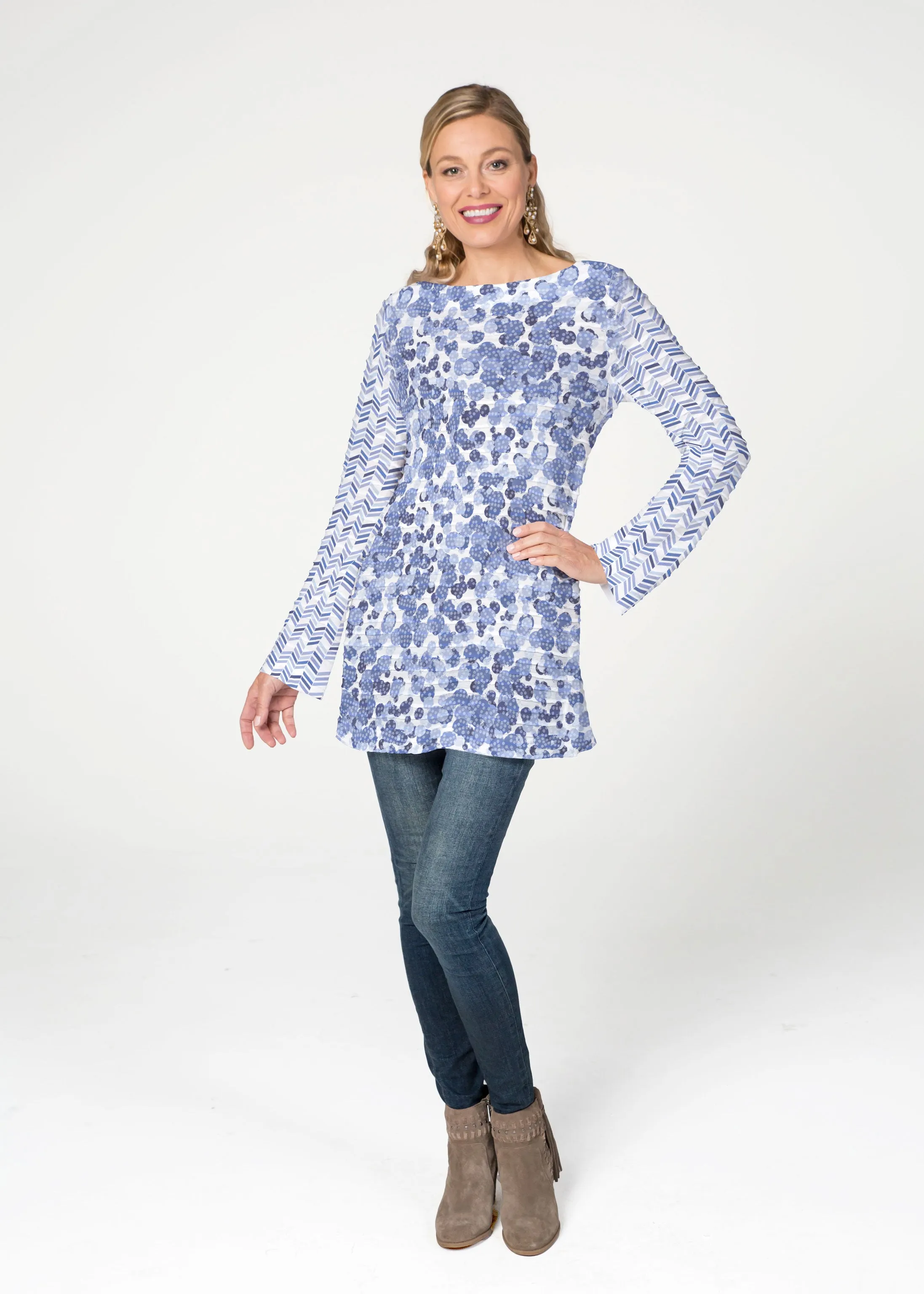 Oh Stamped  (7748) ~ Banded Boatneck Tunic