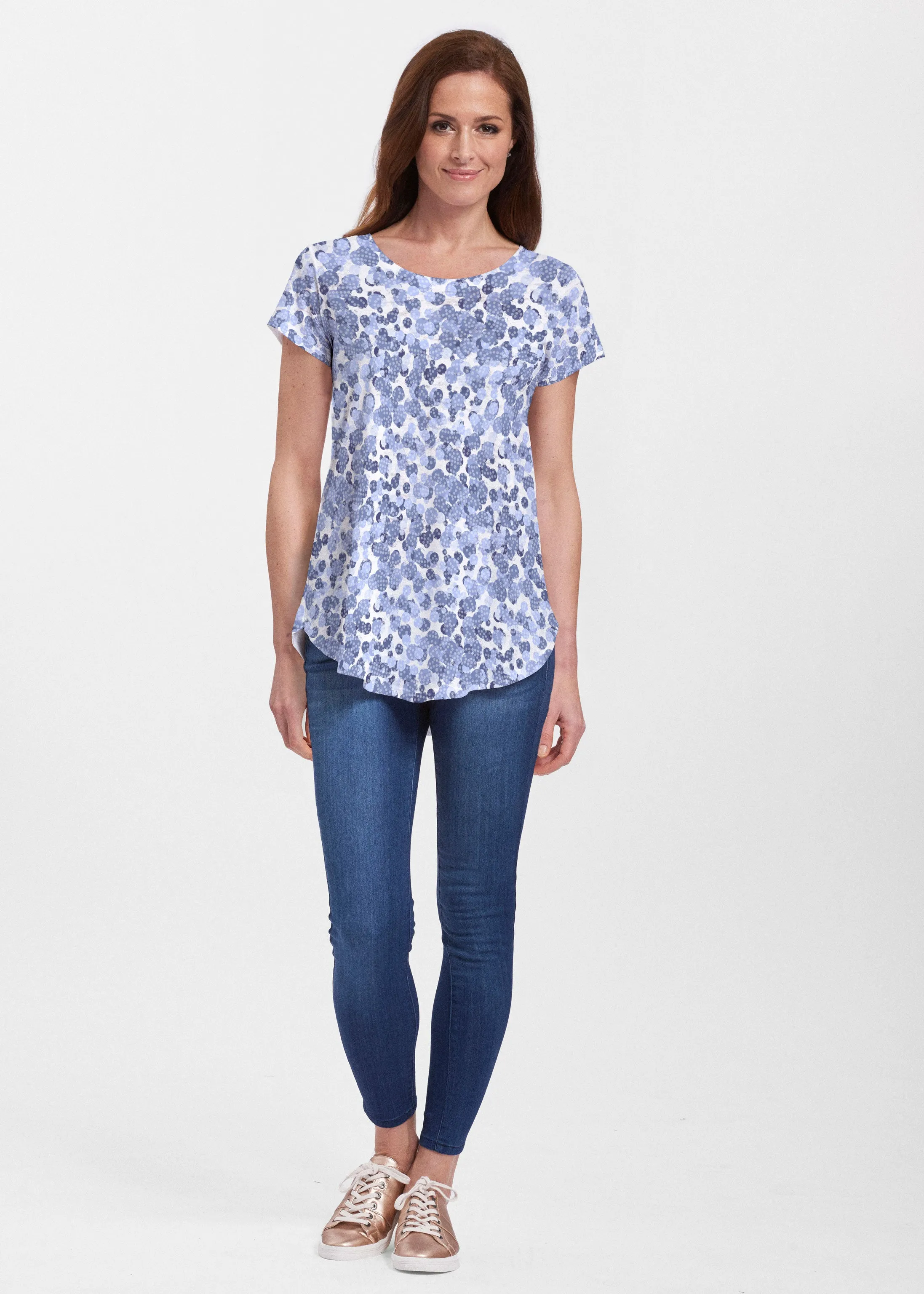 Oh Stamped (7784) ~ Signature Short Sleeve Scoop Neck Flowy Tunic