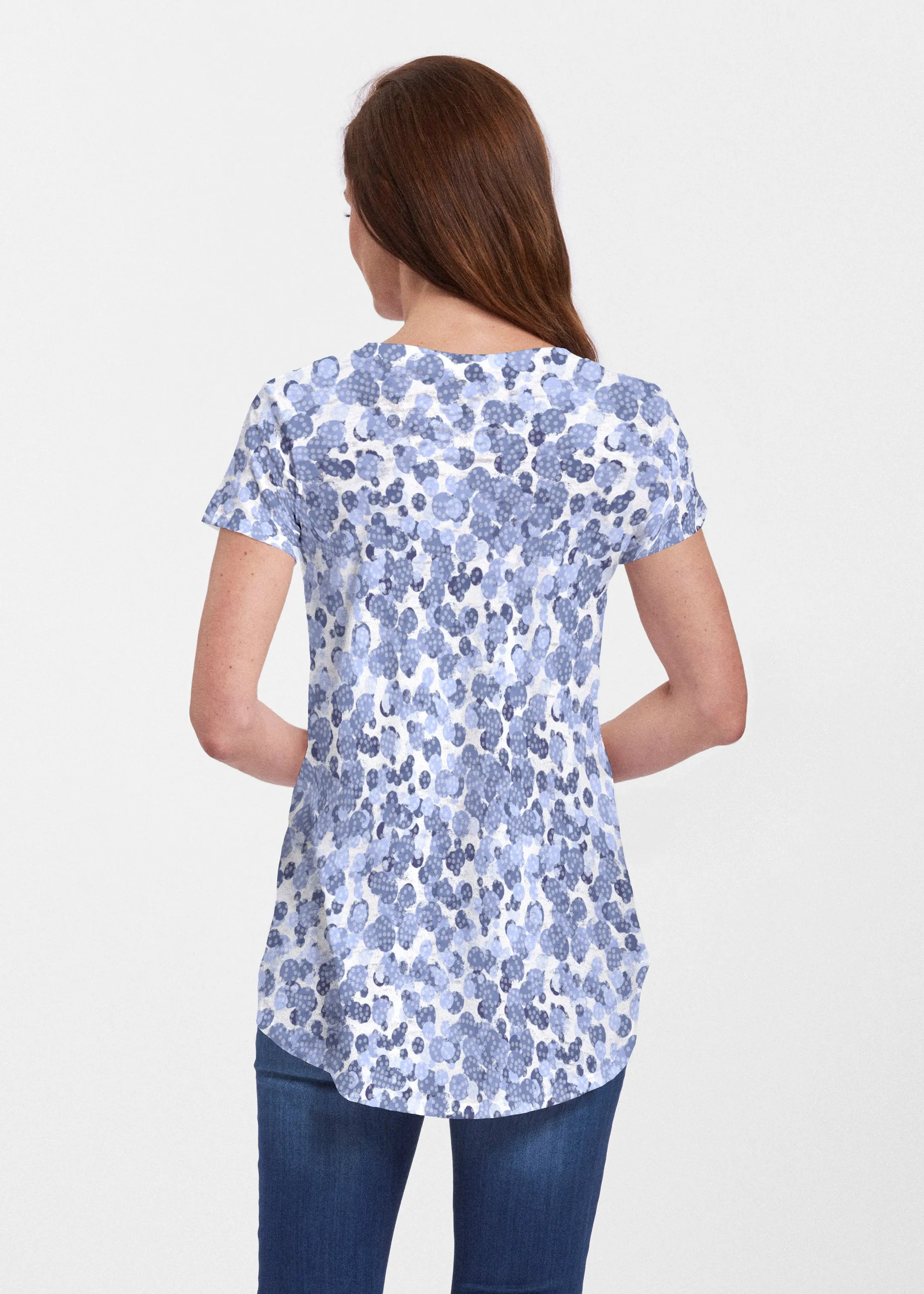 Oh Stamped (7784) ~ Signature Short Sleeve Scoop Neck Flowy Tunic