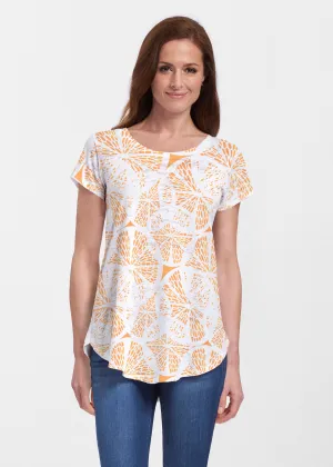 Orange Citrus (7862) ~ Signature Short Sleeve Scoop Neck Flowy Tunic