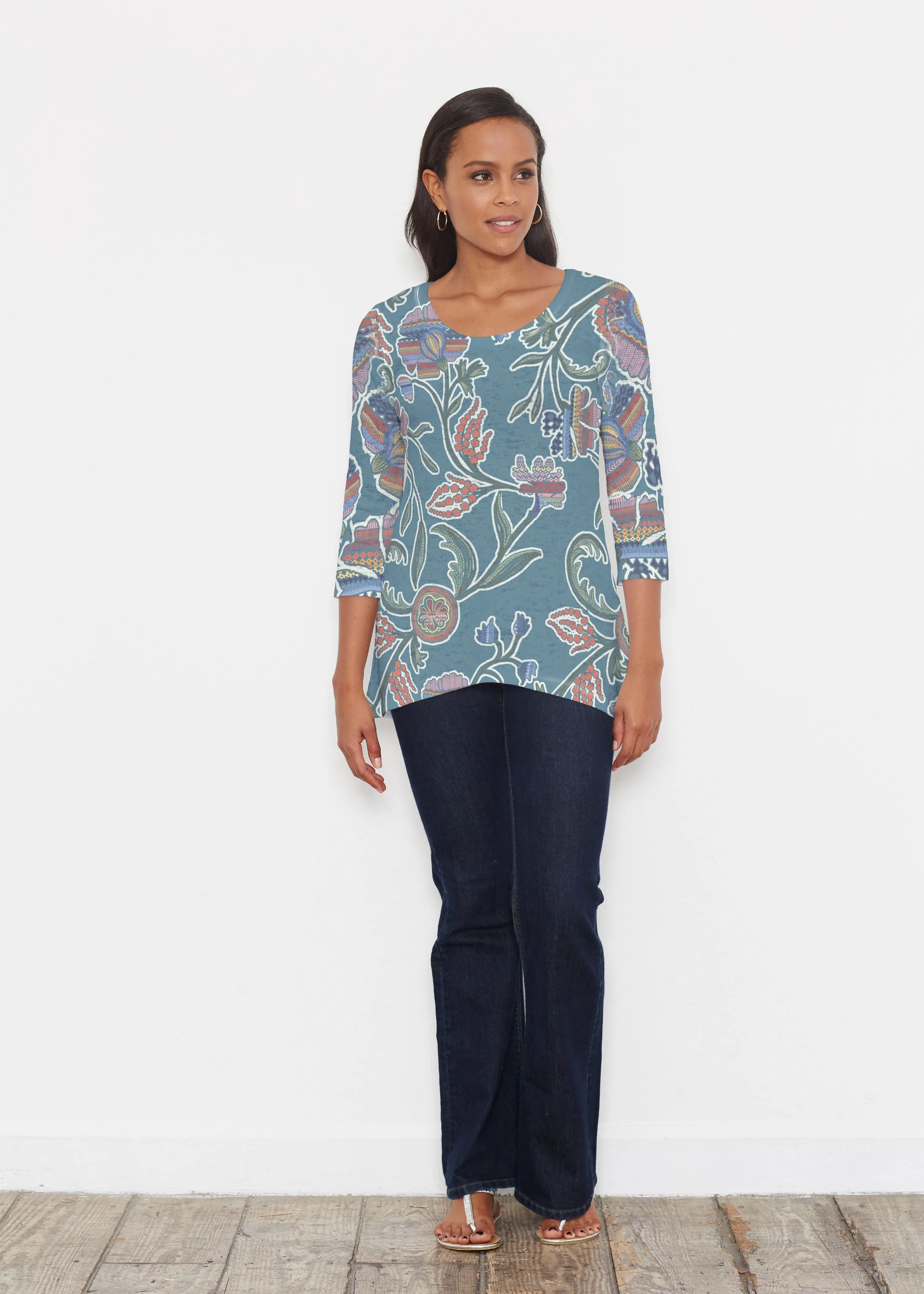 Patterns At Play Blue (7827) ~ Katherine Hi-Lo Thermal Tunic