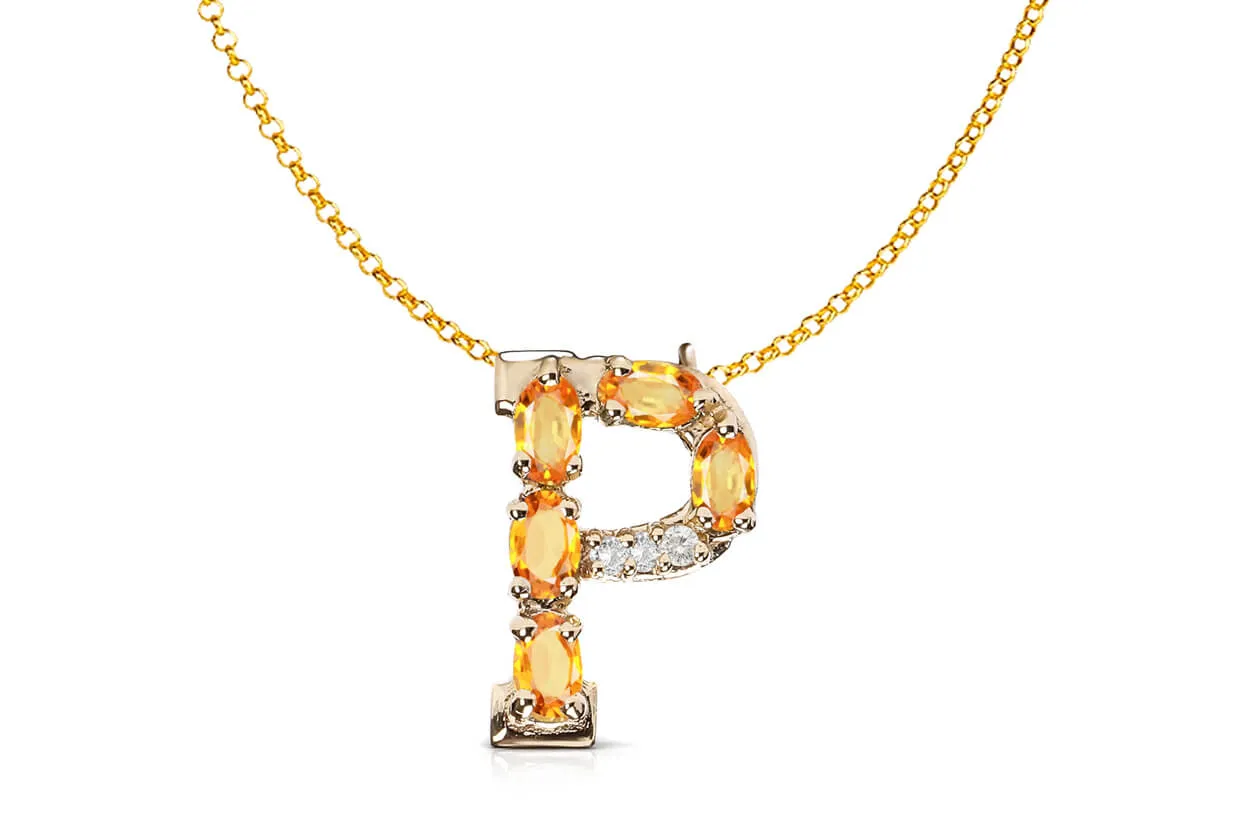 Pendant Letter P Initial 18kt Gold