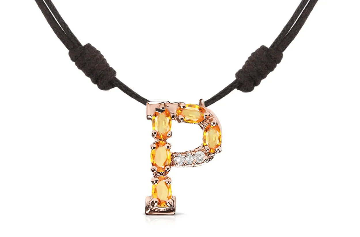 Pendant Letter P Initial 18kt Gold