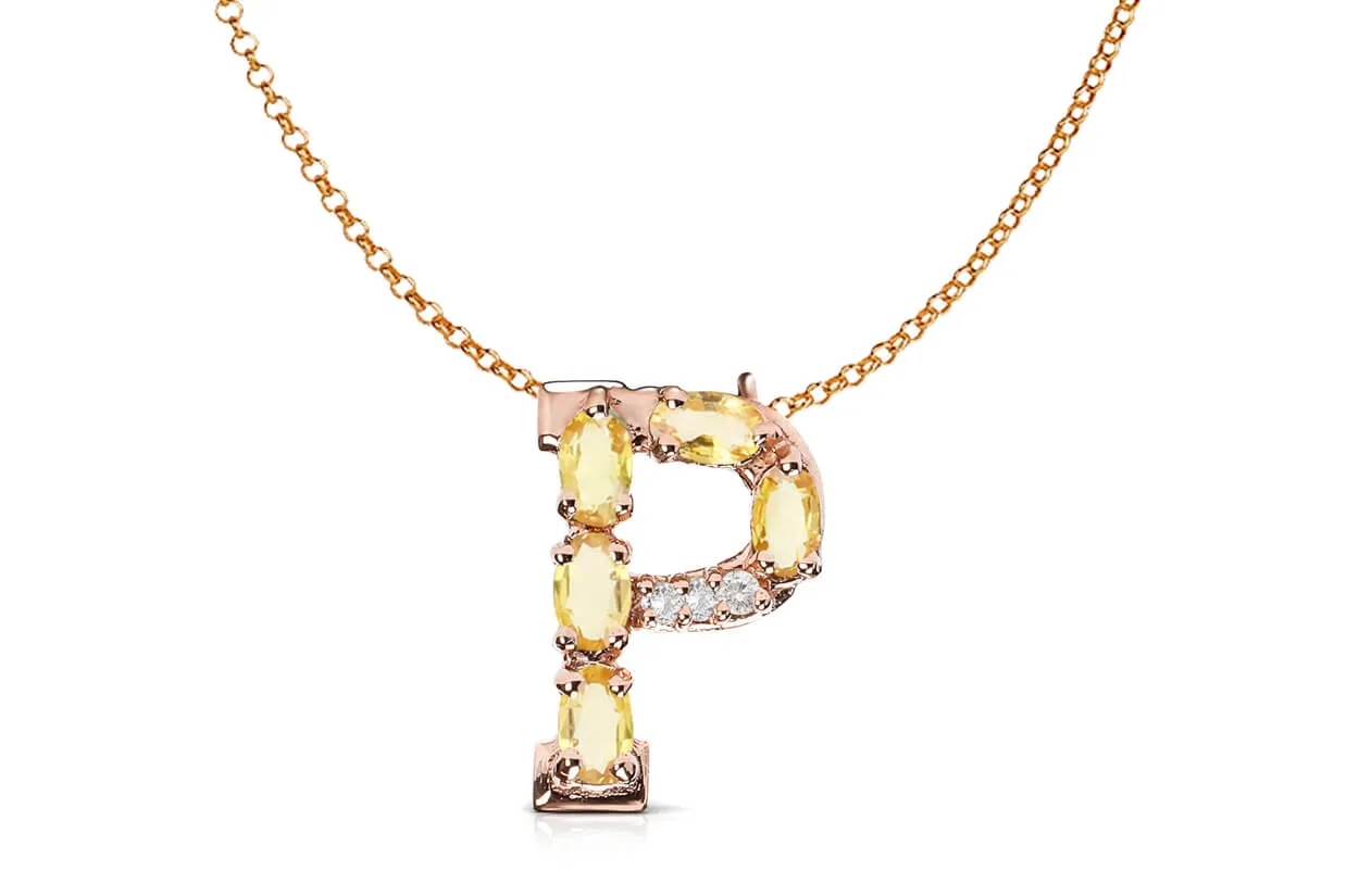 Pendant Letter P Initial 18kt Gold