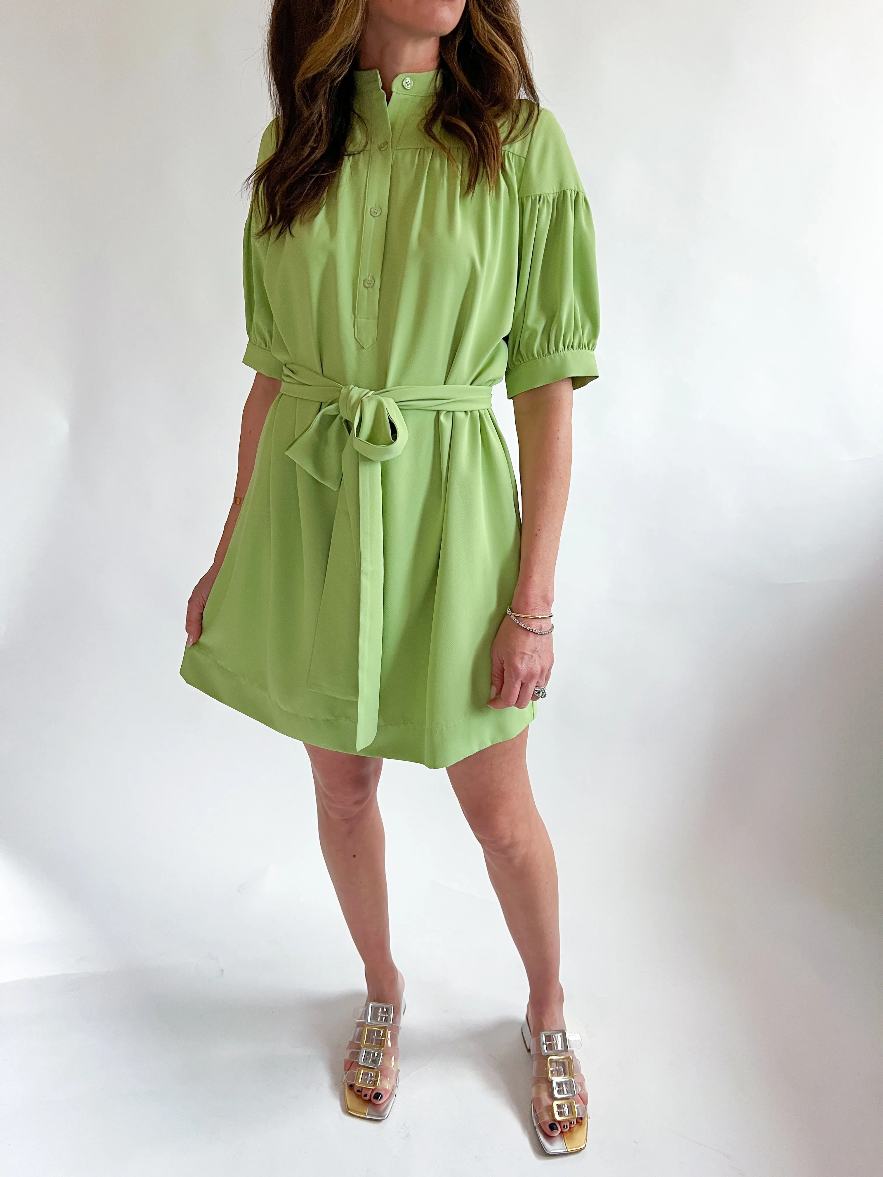 Pistachio Balloon Sleeve Dress