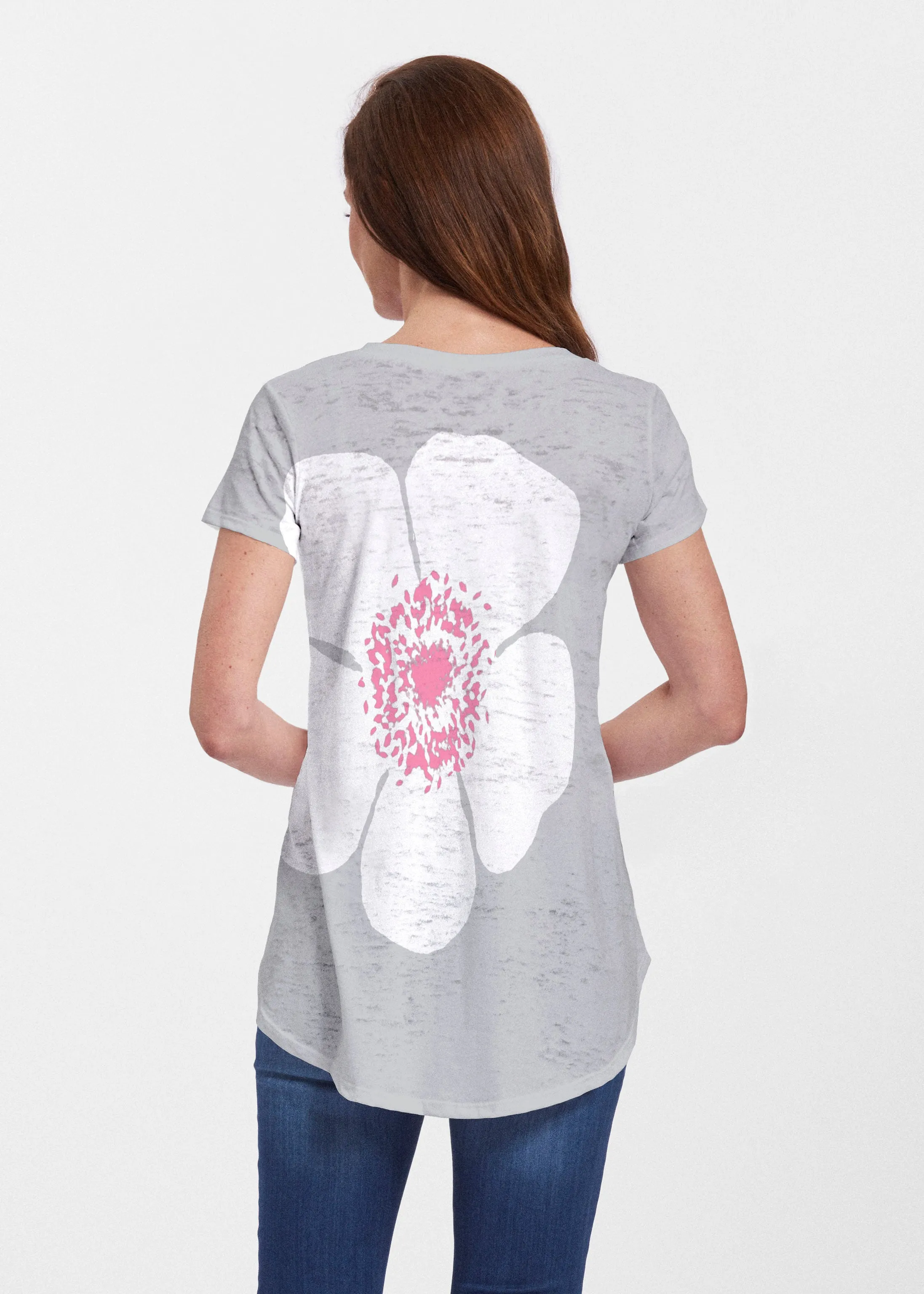 Poppy Grey (7016) ~ Signature Short Sleeve Scoop Neck Flowy Tunic