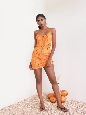 Printed Ruch Mini Dress