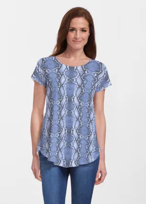 Python Blue (7275) ~ Signature Short Sleeve Scoop Neck Flowy Tunic