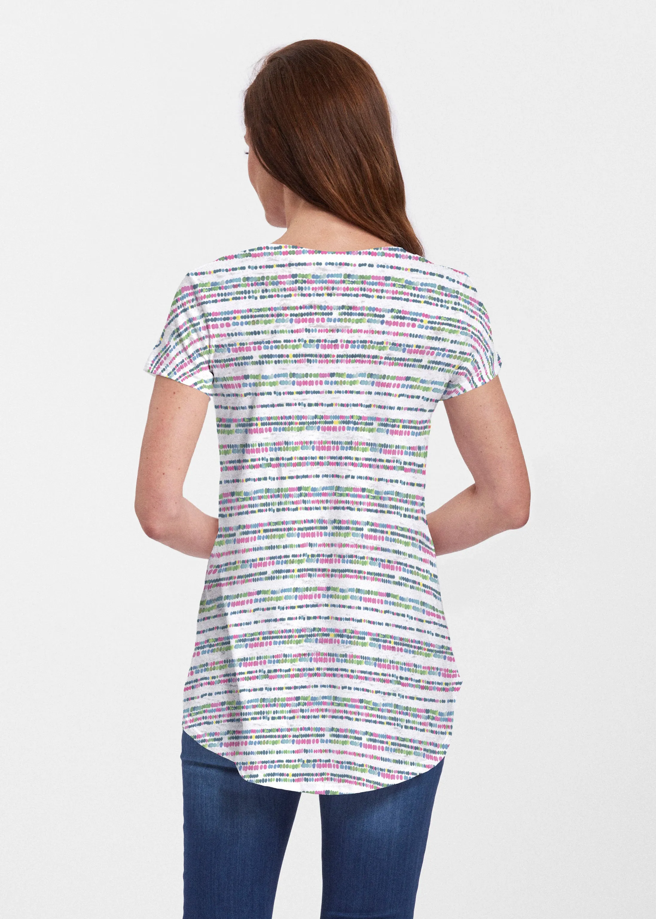 Rainbow Dots (13429) ~ Signature Short Sleeve Scoop Neck Flowy Tunic