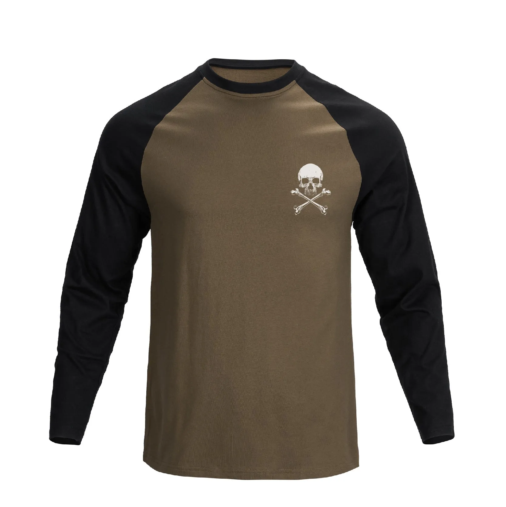 RETRO SKULL RAGLAN GRAPHIC LONG SLEEVE T-SHIRT