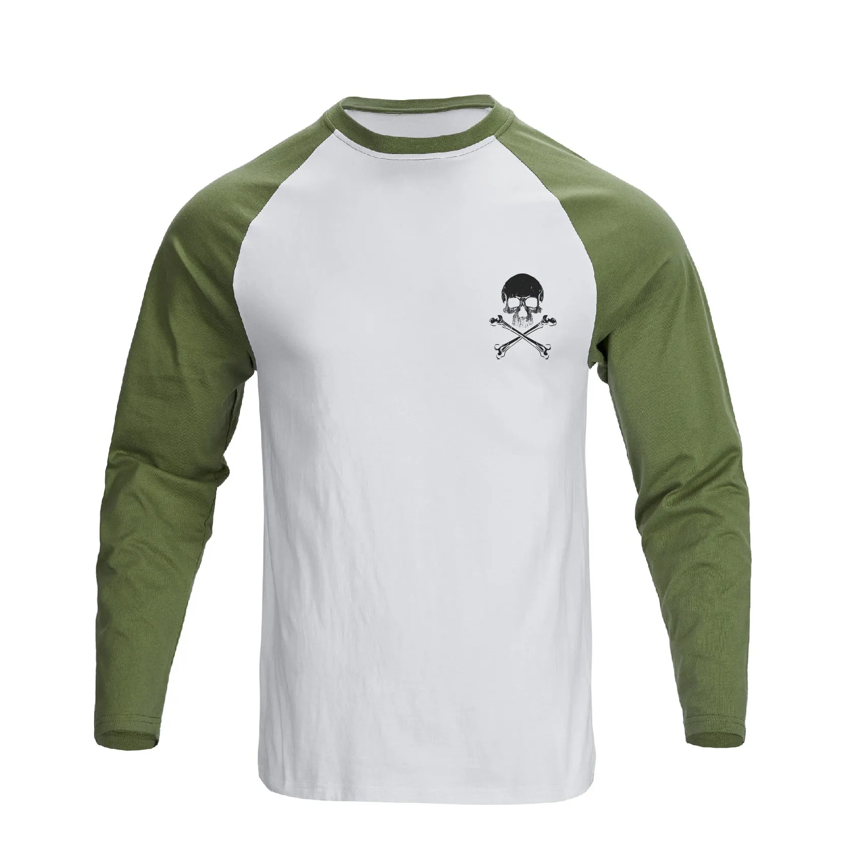RETRO SKULL RAGLAN GRAPHIC LONG SLEEVE T-SHIRT