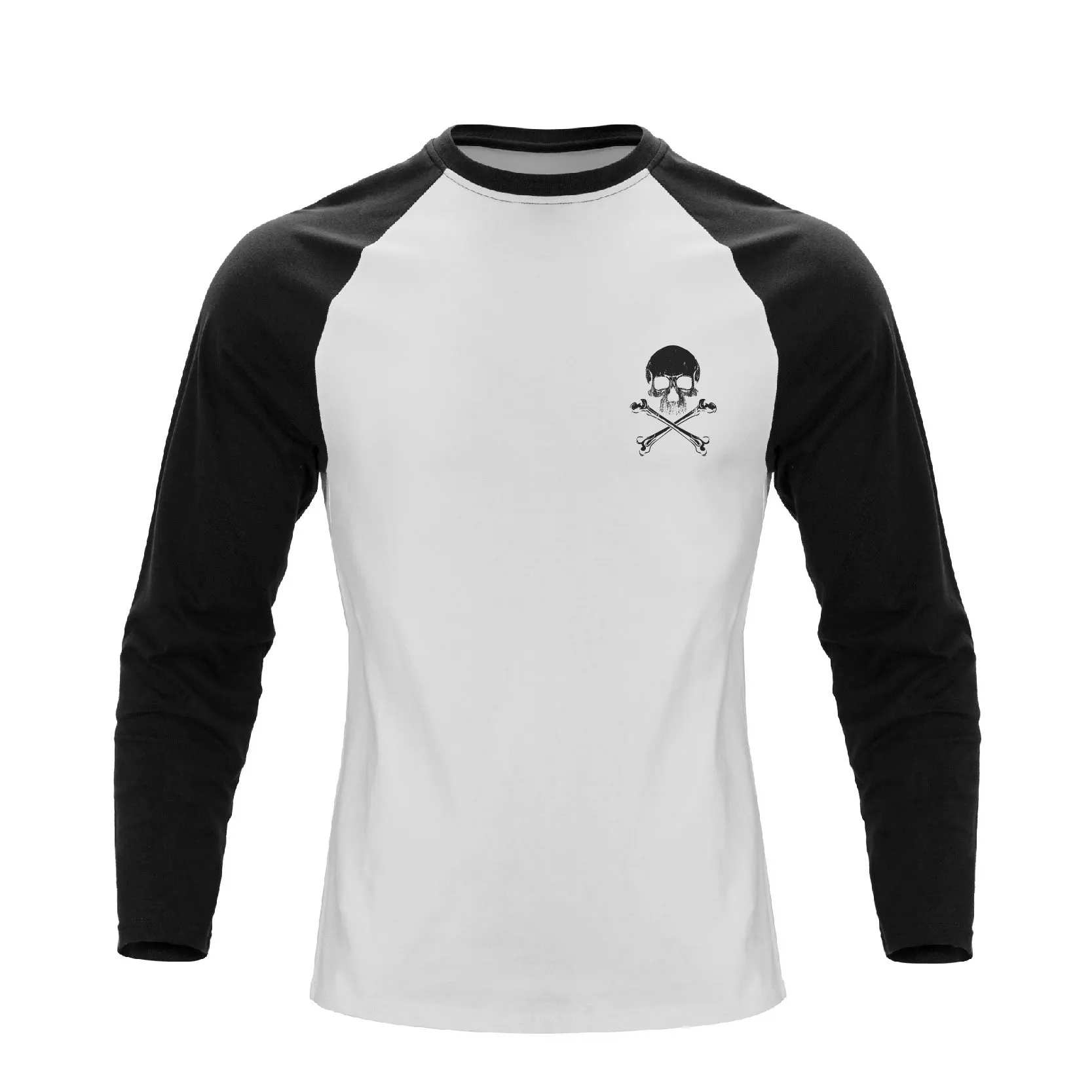 RETRO SKULL RAGLAN GRAPHIC LONG SLEEVE T-SHIRT
