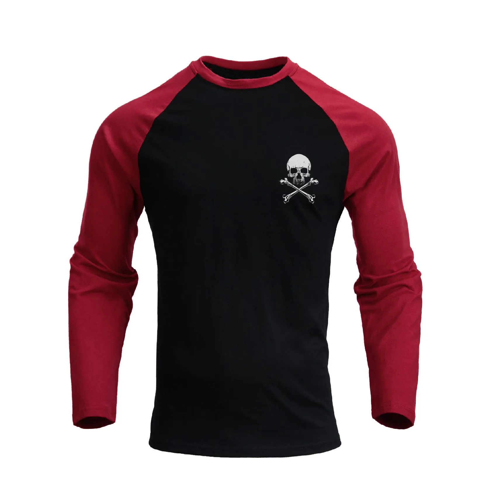 RETRO SKULL RAGLAN GRAPHIC LONG SLEEVE T-SHIRT