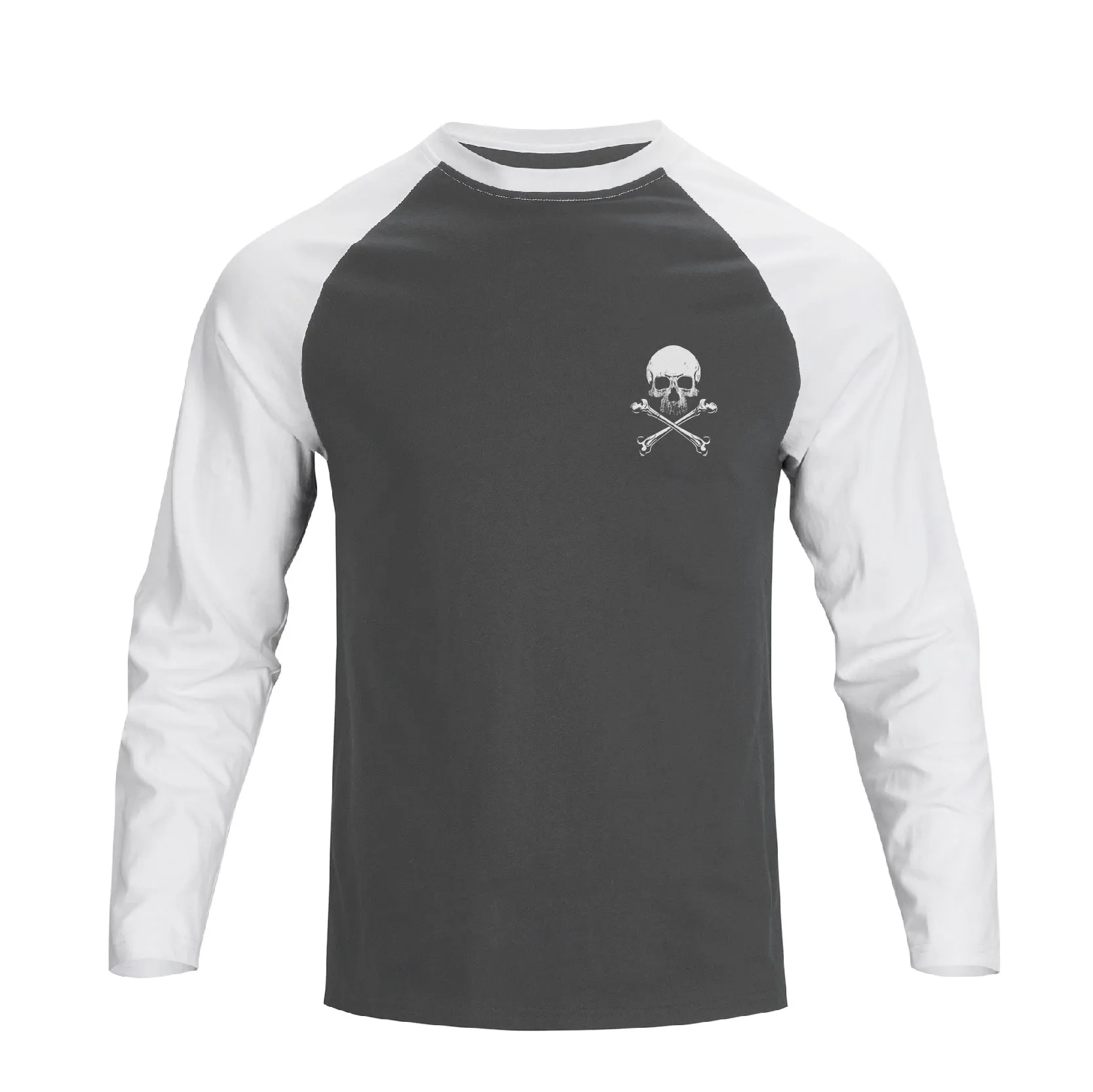 RETRO SKULL RAGLAN GRAPHIC LONG SLEEVE T-SHIRT