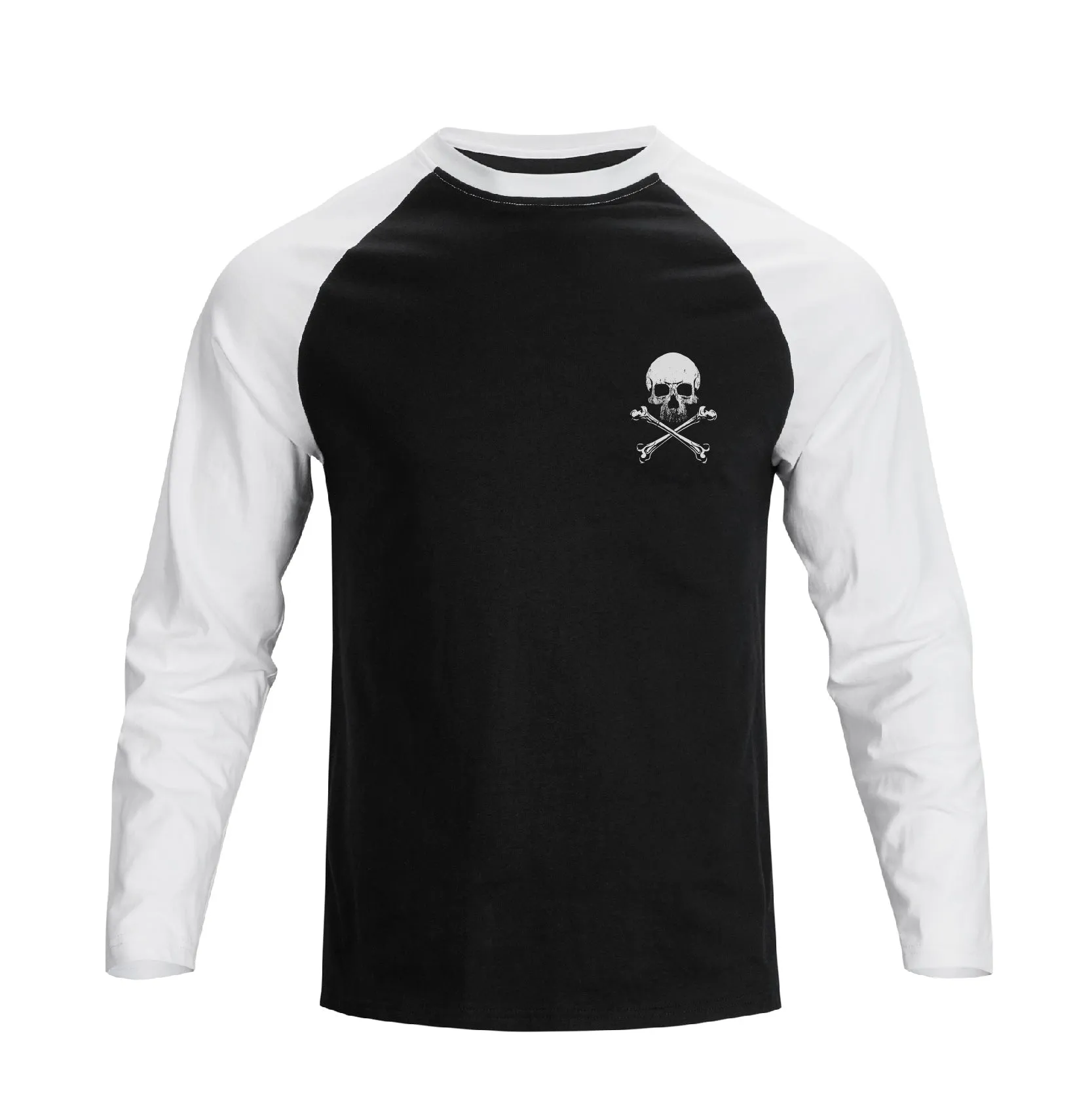 RETRO SKULL RAGLAN GRAPHIC LONG SLEEVE T-SHIRT