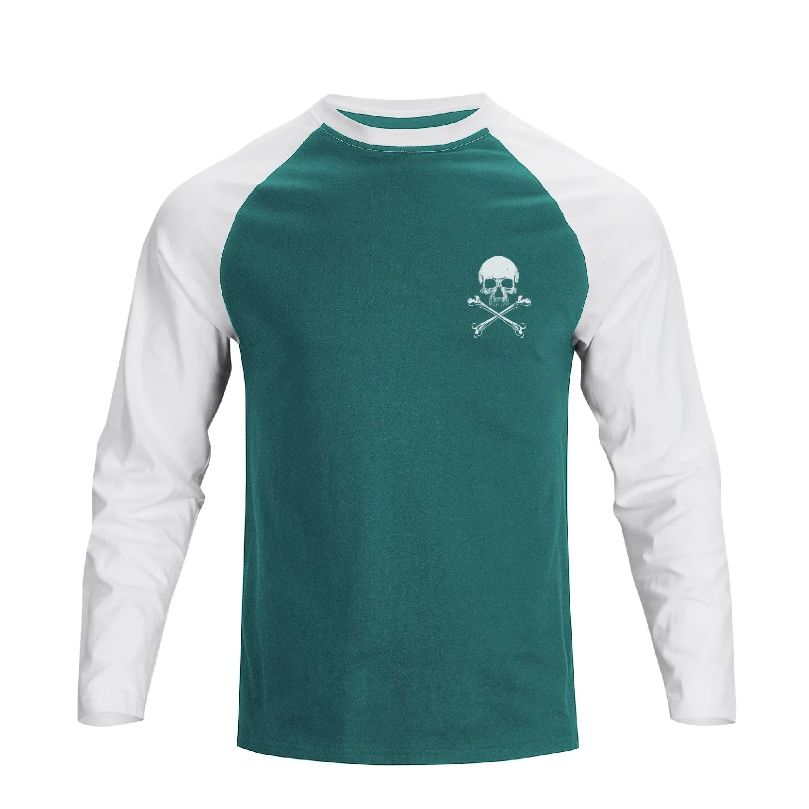 RETRO SKULL RAGLAN GRAPHIC LONG SLEEVE T-SHIRT