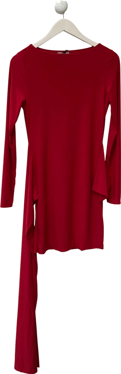 River Island Red Long Sleeve Tie Mini Dress UK 10