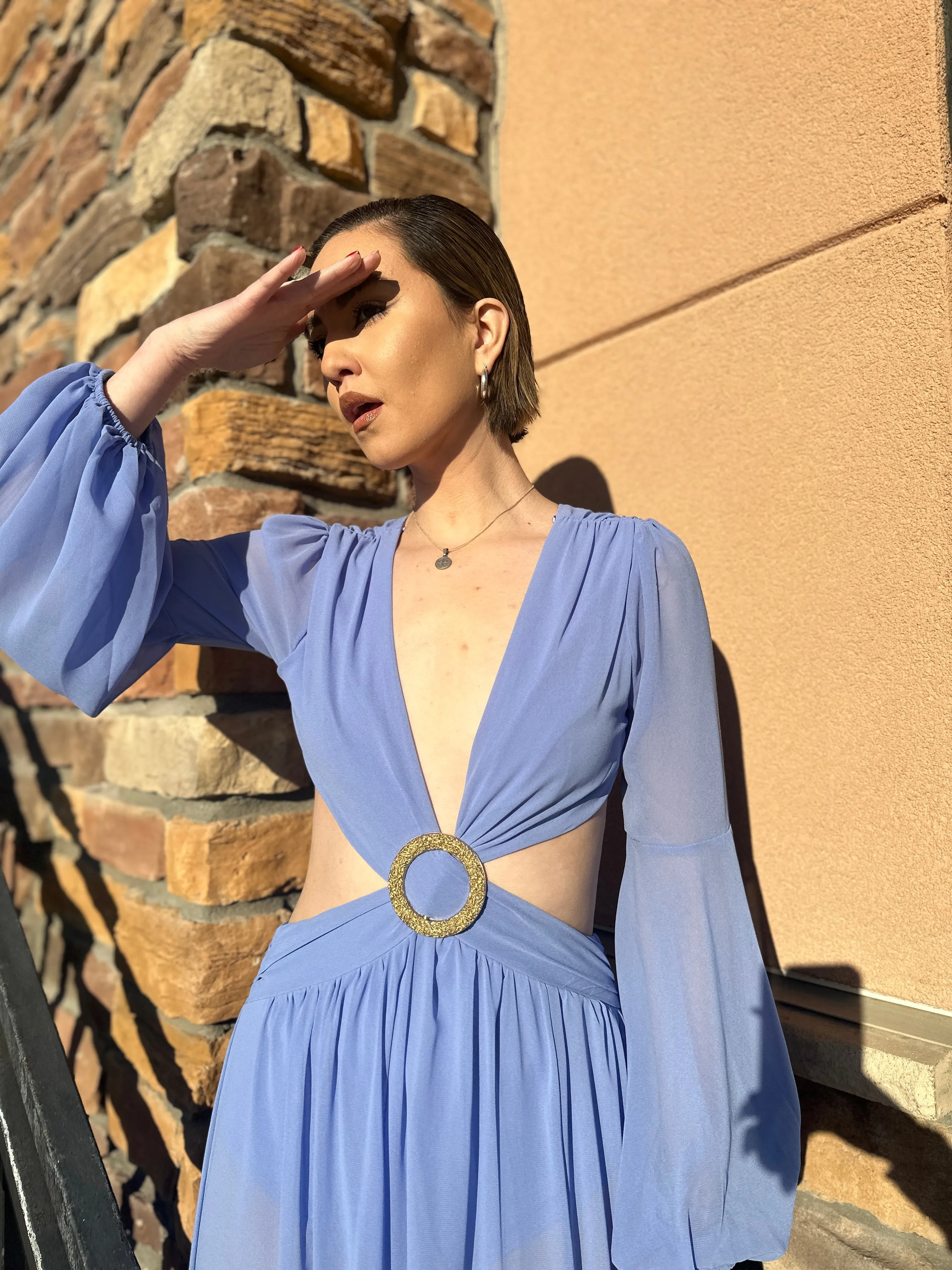 Salice Dusty Blue Long Dress