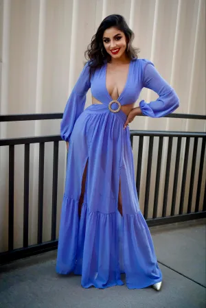 Salice Dusty Blue Long Dress