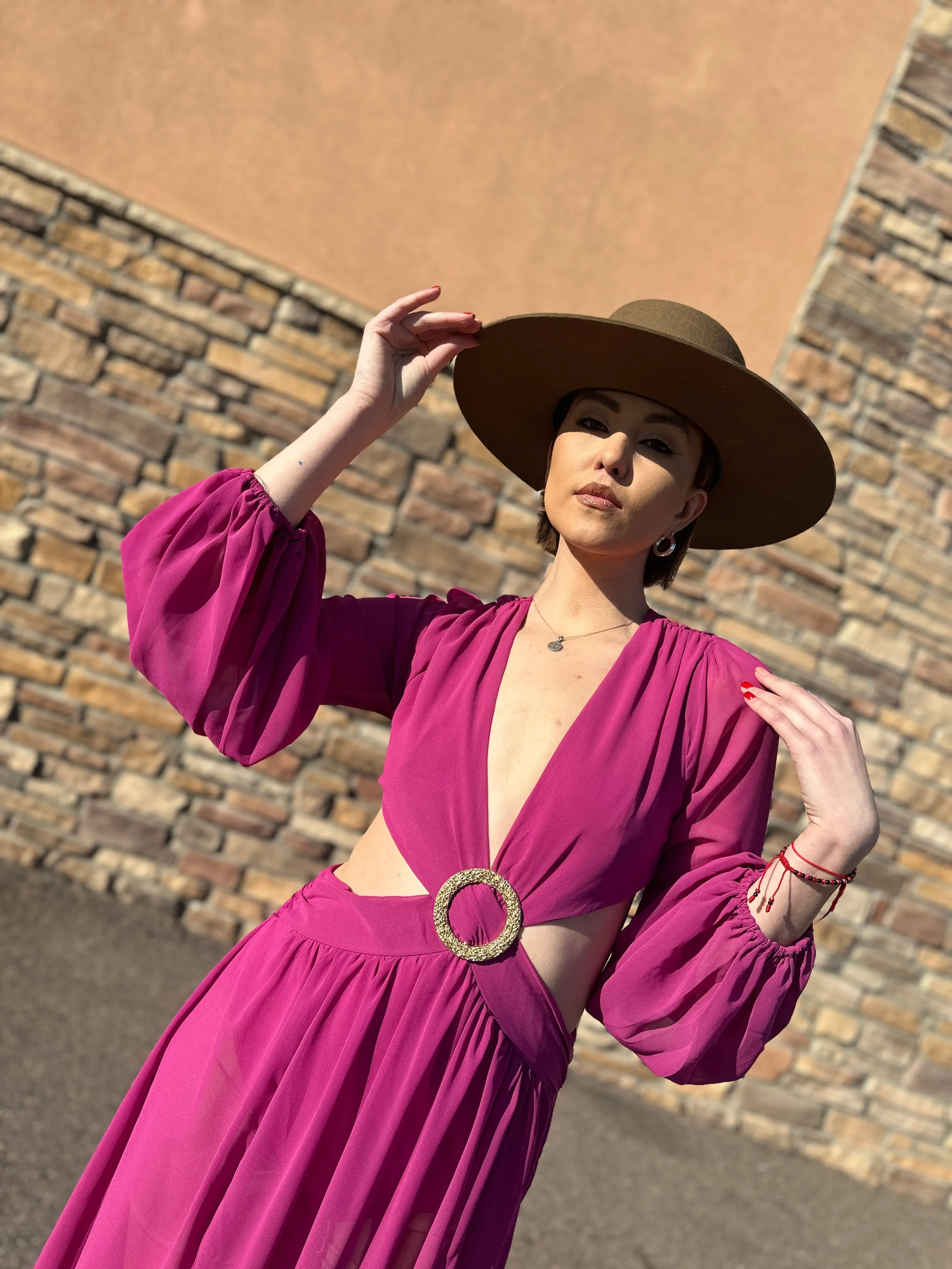 Salice Magenta Long Dress