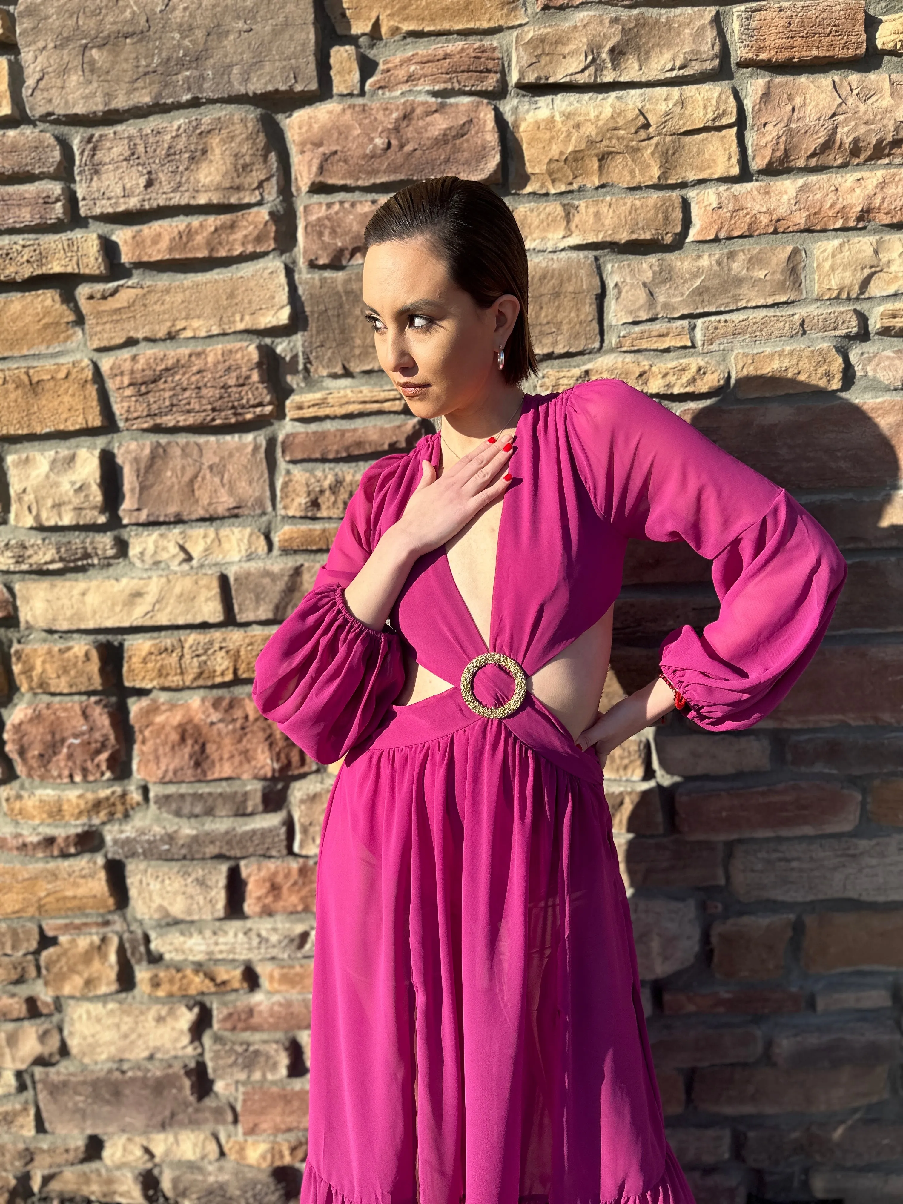 Salice Magenta Long Dress