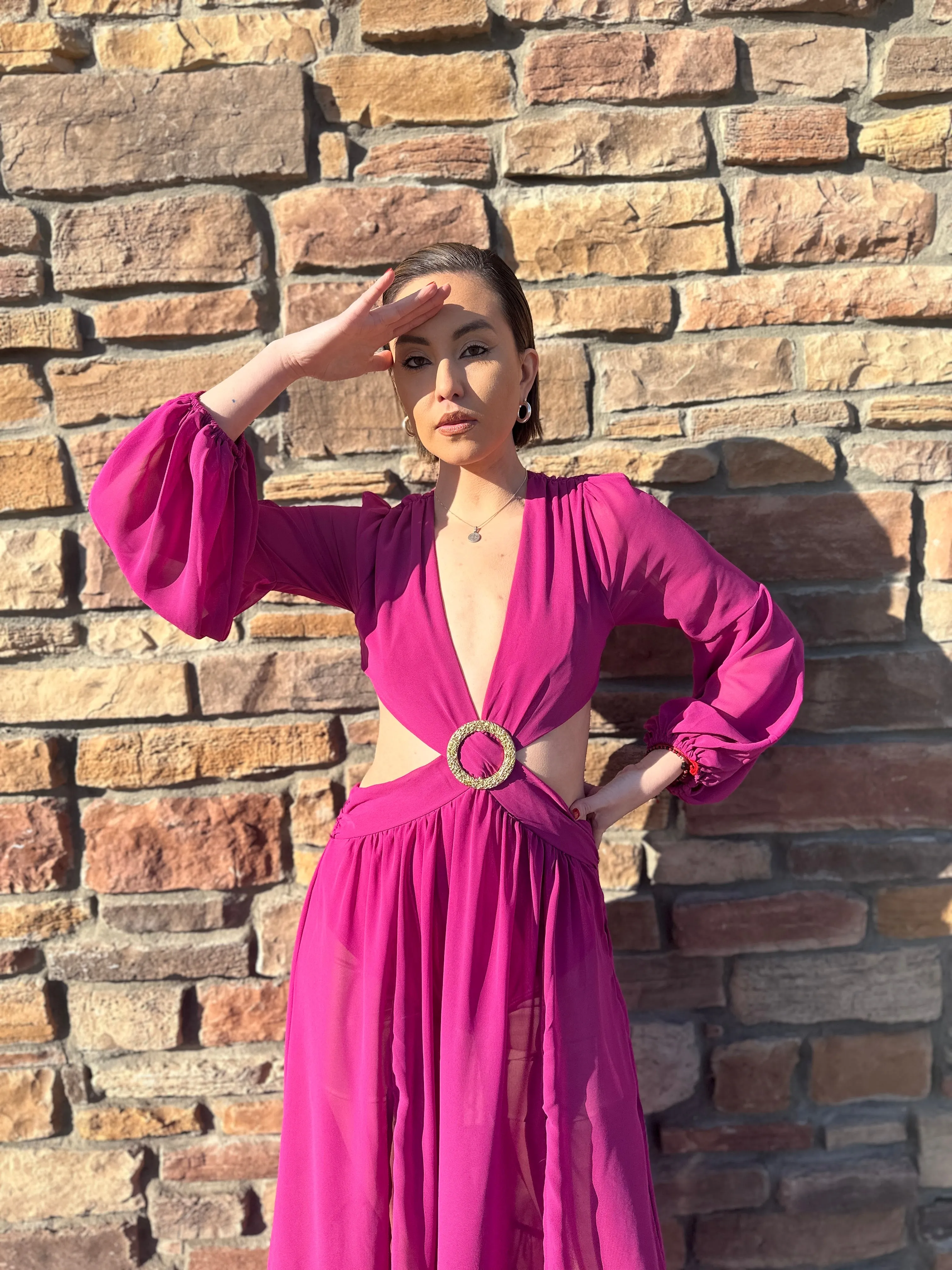 Salice Magenta Long Dress