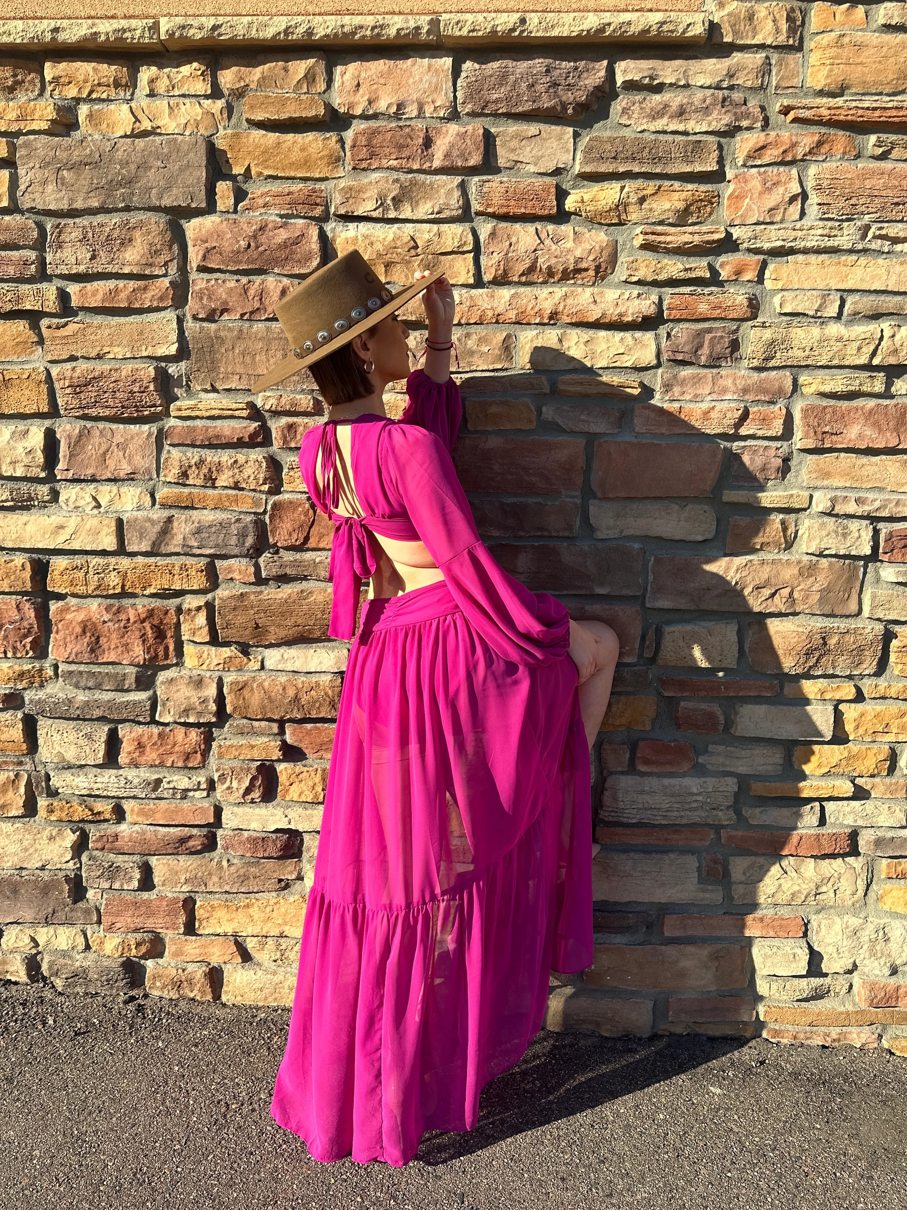 Salice Magenta Long Dress