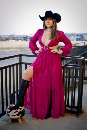 Salice Magenta Long Dress